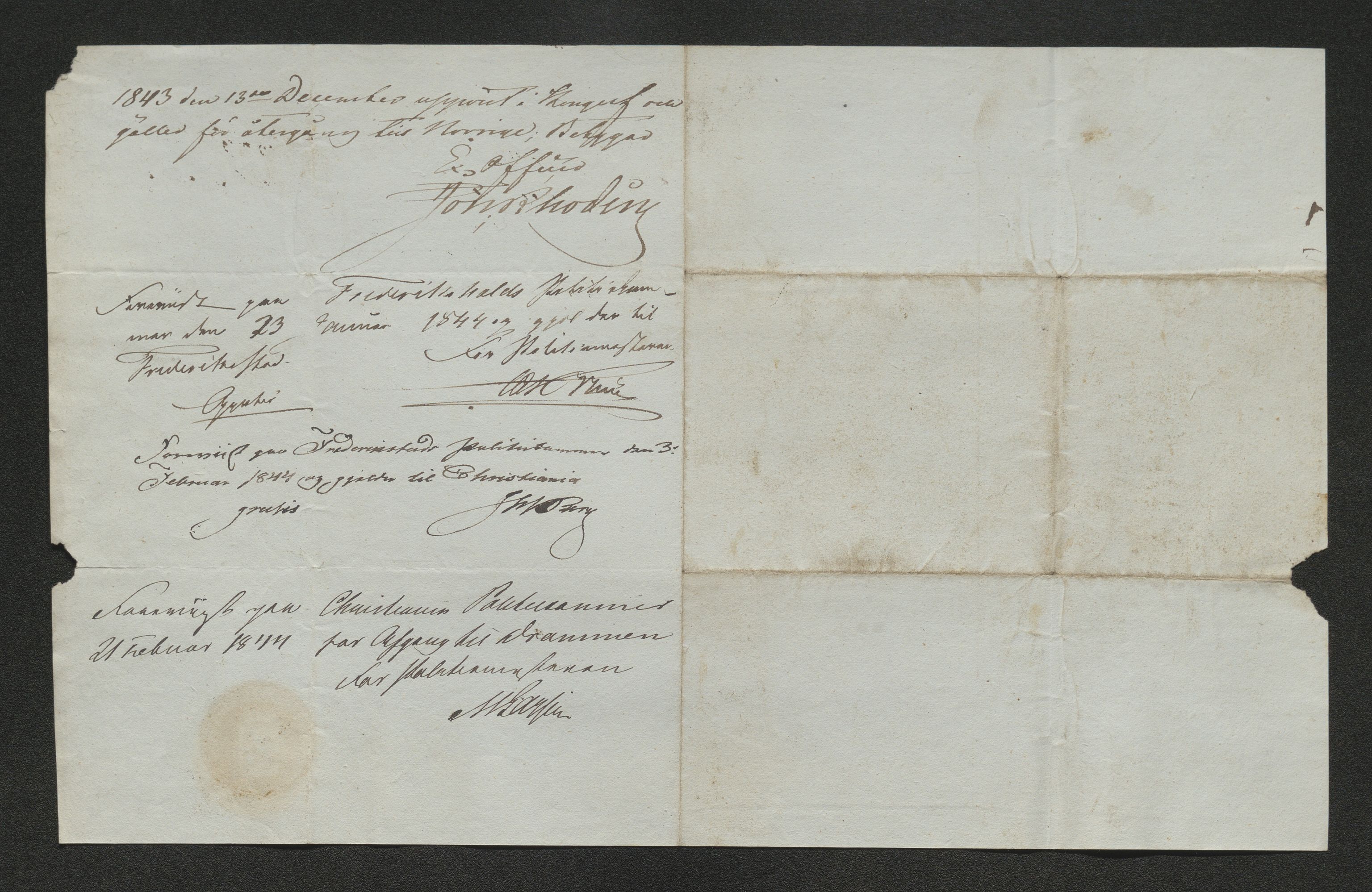 Drammen politikammer, SAKO/A-623/I/Ia/Iab/L0007: Innleverte pass, 1843-1844, s. 354