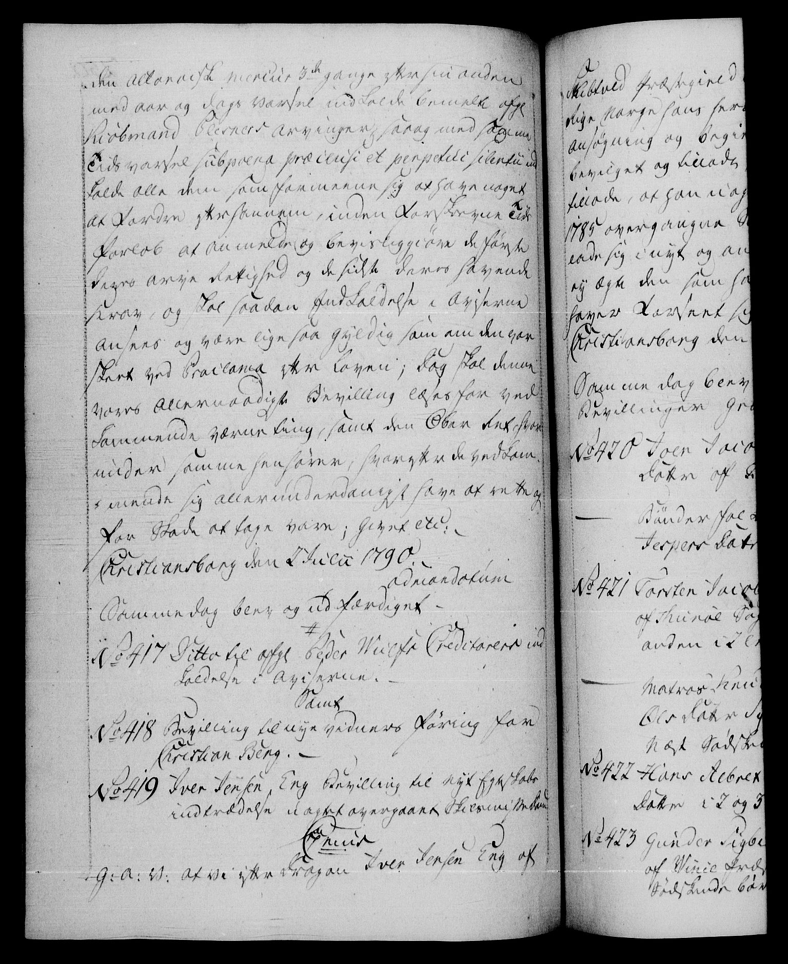 Danske Kanselli 1572-1799, RA/EA-3023/F/Fc/Fca/Fcaa/L0053: Norske registre, 1790-1791, s. 250b
