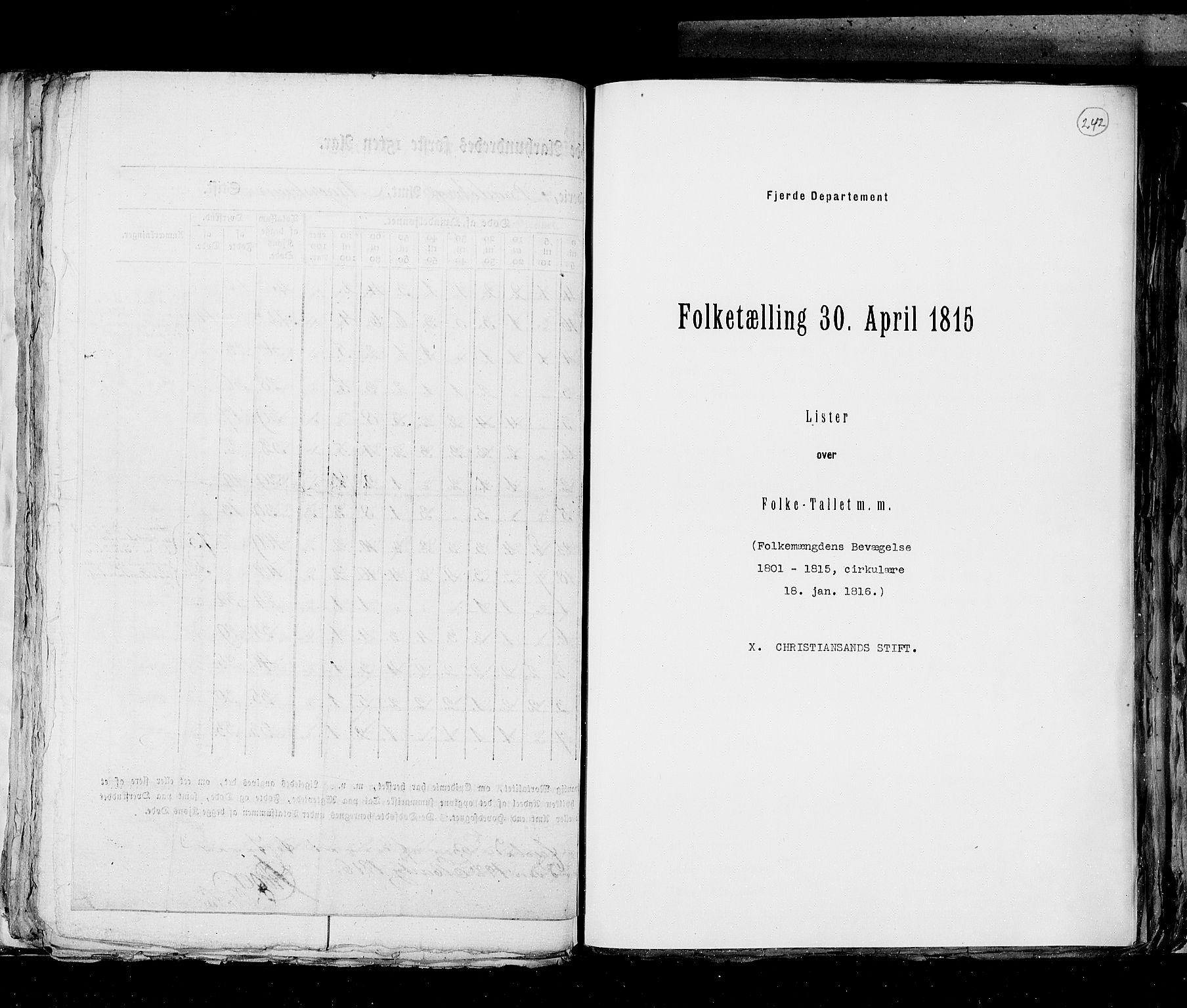 RA, Folketellingen 1815, bind 6: Folkemengdens bevegelse i Akershus stift og Kristiansand stift, 1815, s. 242