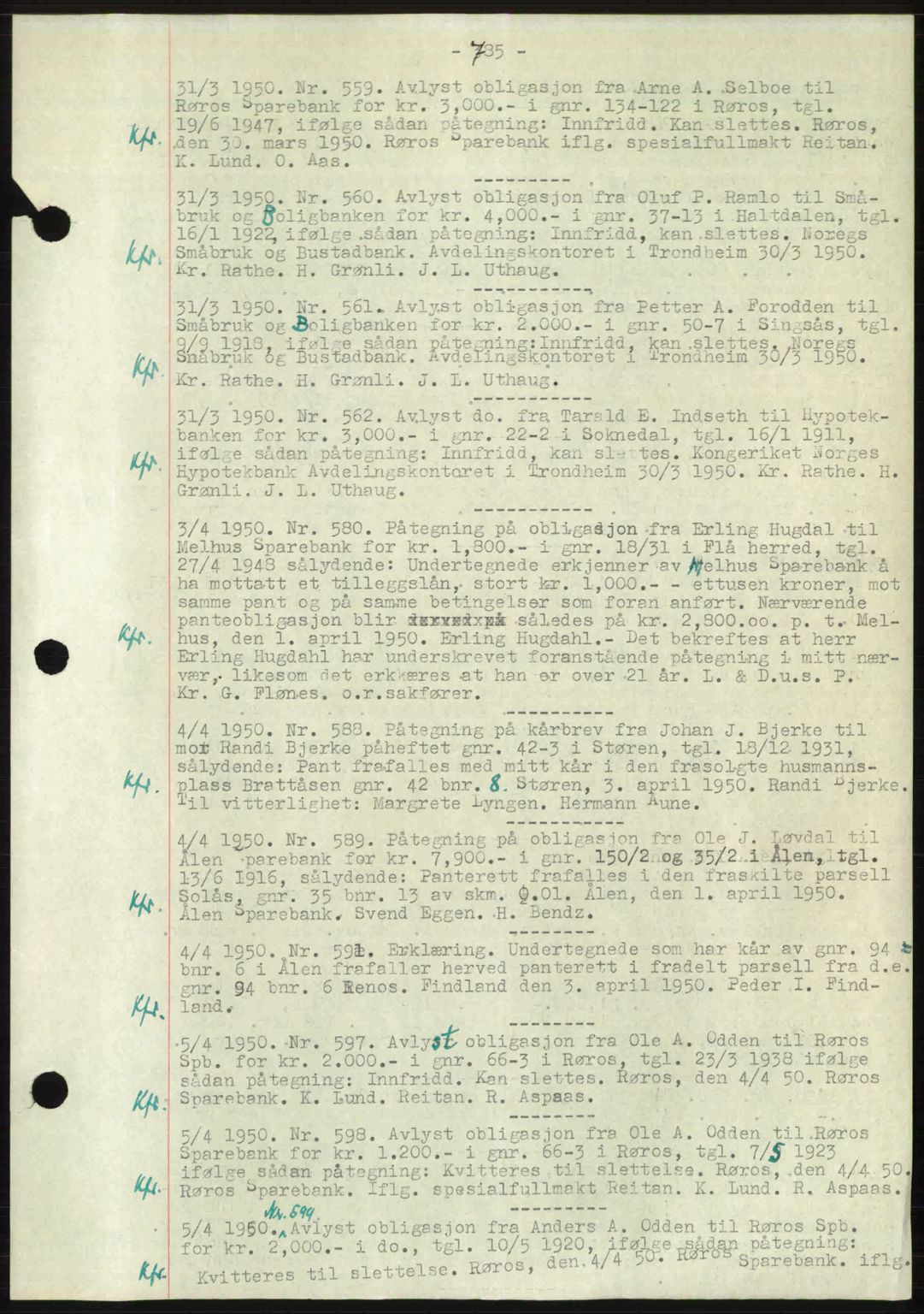Gauldal sorenskriveri, SAT/A-0014/1/2/2C: Pantebok nr. A9, 1949-1950, Dagboknr: 559/1950