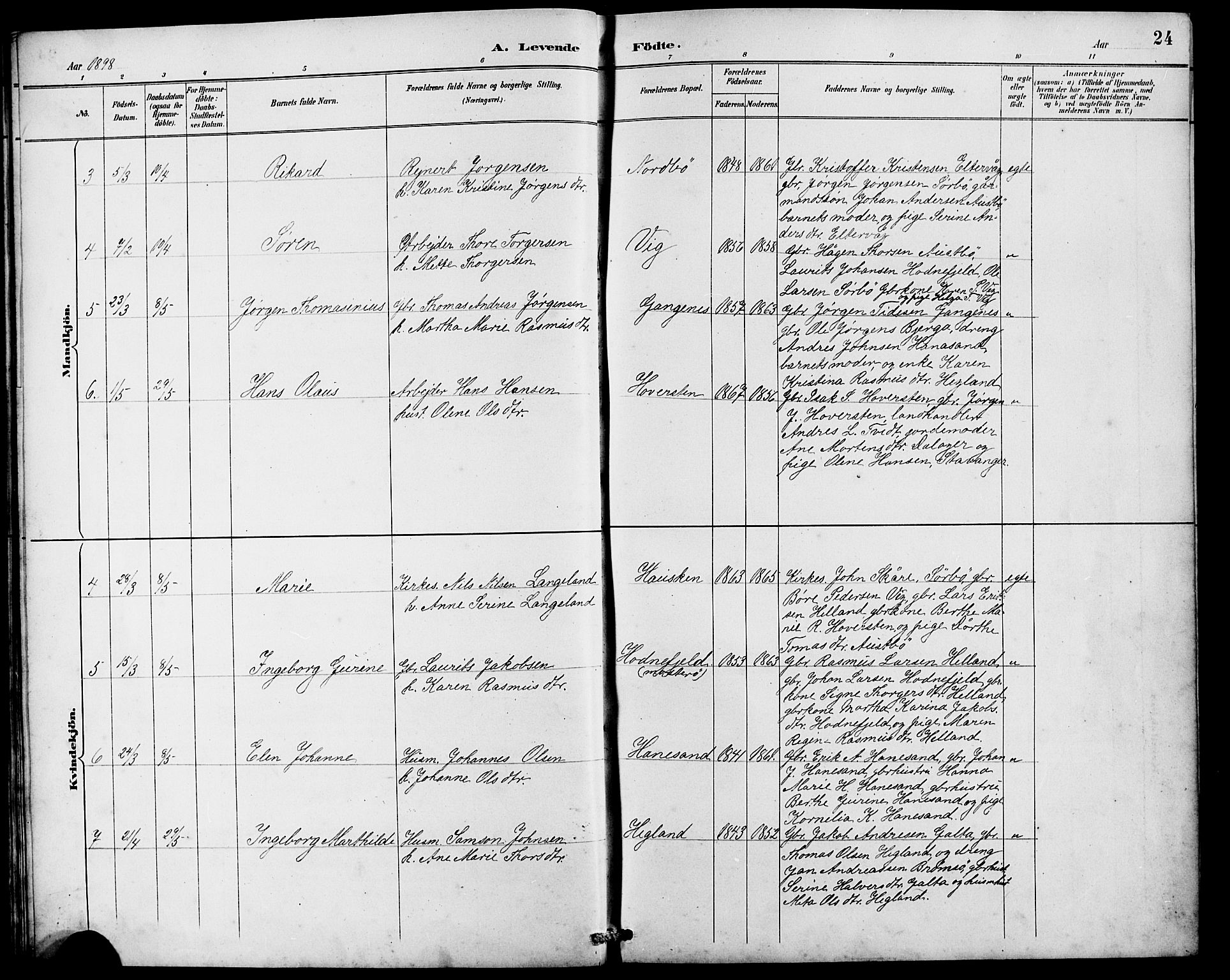 Rennesøy sokneprestkontor, AV/SAST-A -101827/H/Ha/Hab/L0010: Klokkerbok nr. B 9, 1890-1918, s. 24