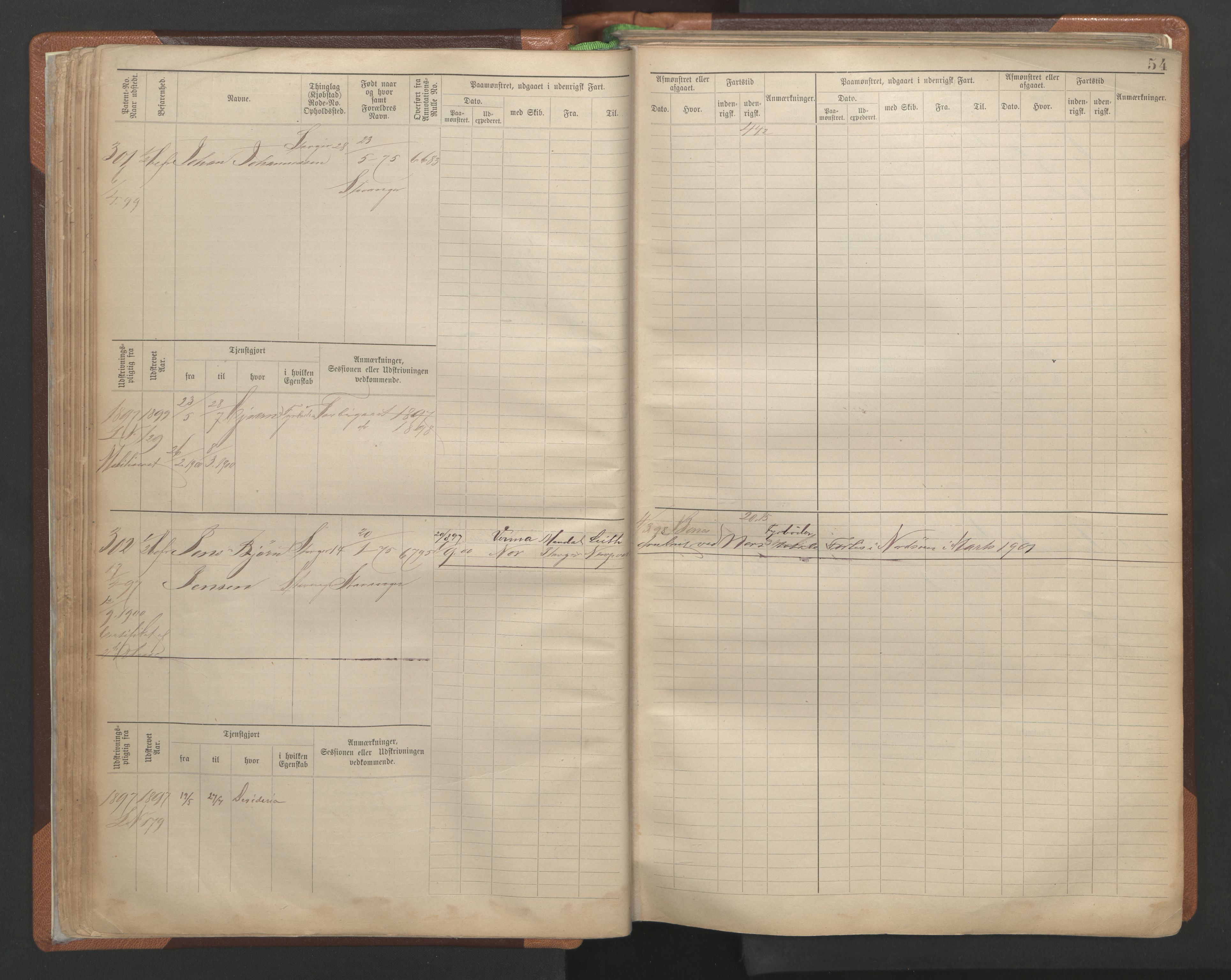 Stavanger sjømannskontor, AV/SAST-A-102006/F/Fe/L0002: Maskinist- og fyrbøterrulle, patentnr. 195-781, 1893-1922, s. 58