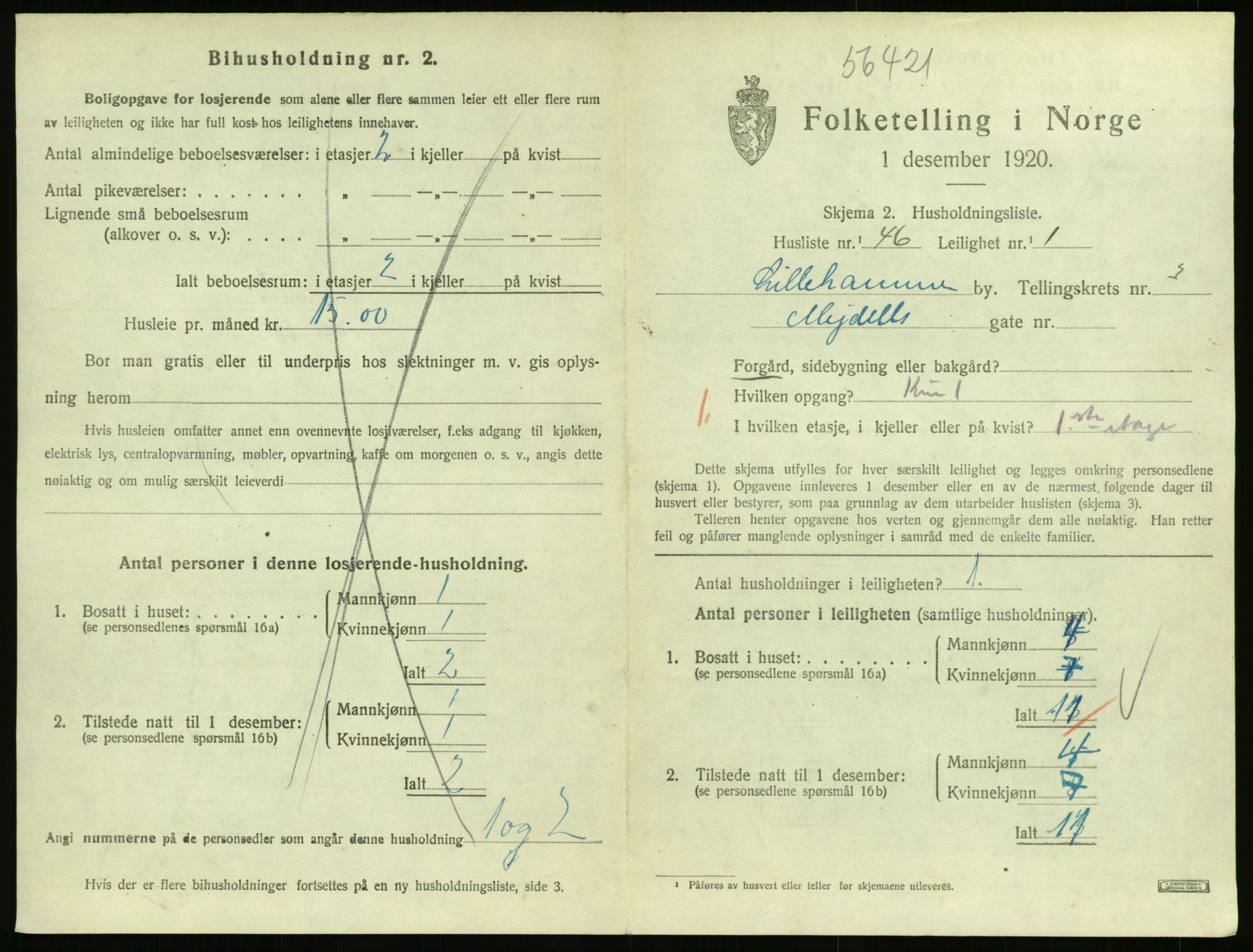 SAH, Folketelling 1920 for 0501 Lillehammer kjøpstad, 1920, s. 1900