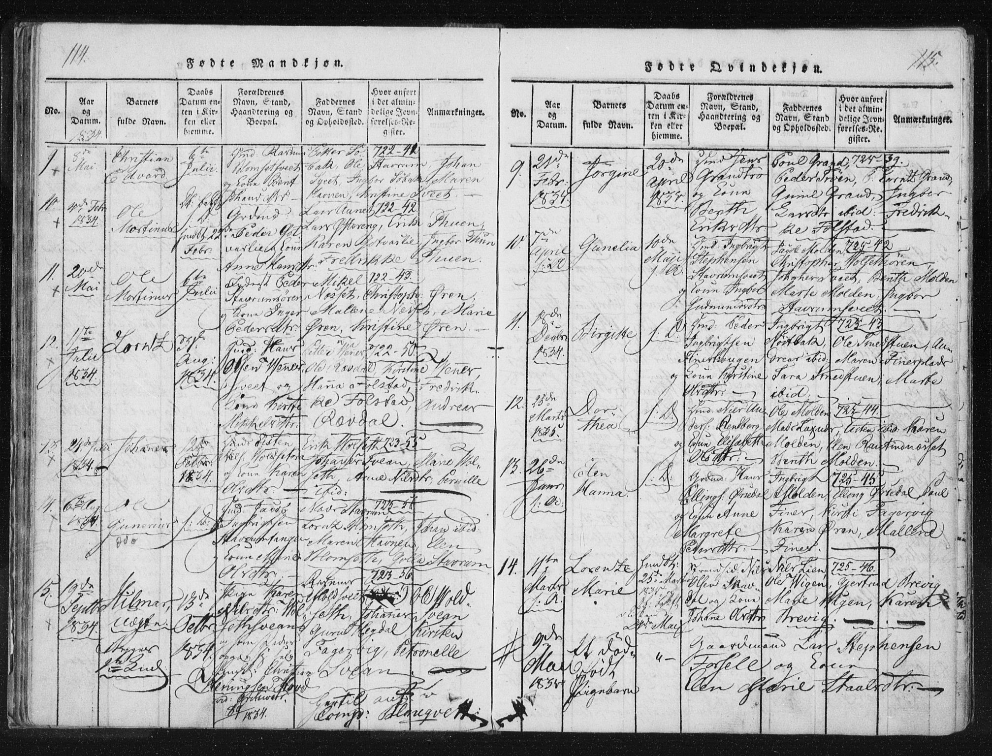 Ministerialprotokoller, klokkerbøker og fødselsregistre - Nord-Trøndelag, AV/SAT-A-1458/744/L0417: Ministerialbok nr. 744A01, 1817-1842, s. 114-115
