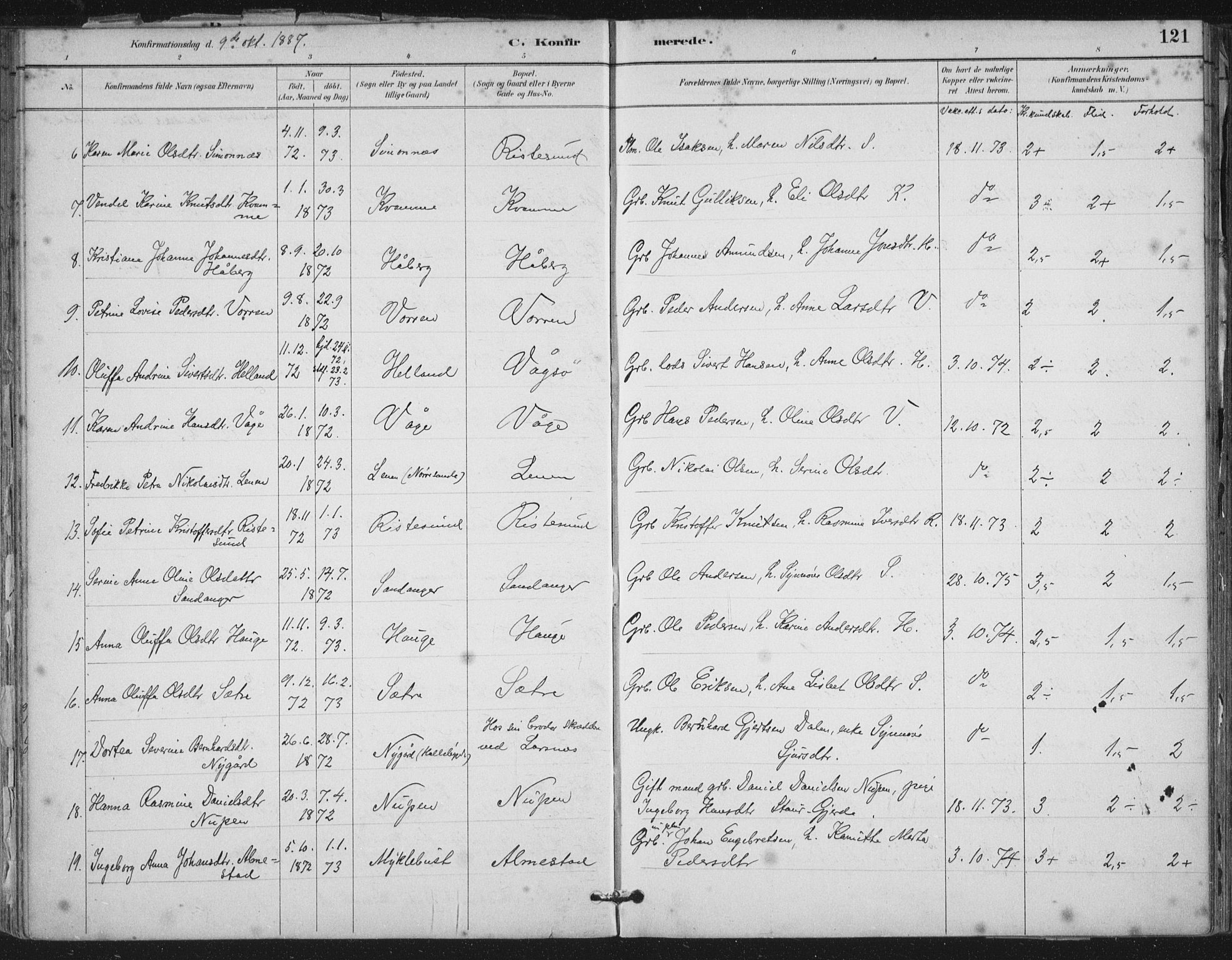 Ministerialprotokoller, klokkerbøker og fødselsregistre - Møre og Romsdal, SAT/A-1454/503/L0037: Ministerialbok nr. 503A05, 1884-1900, s. 121