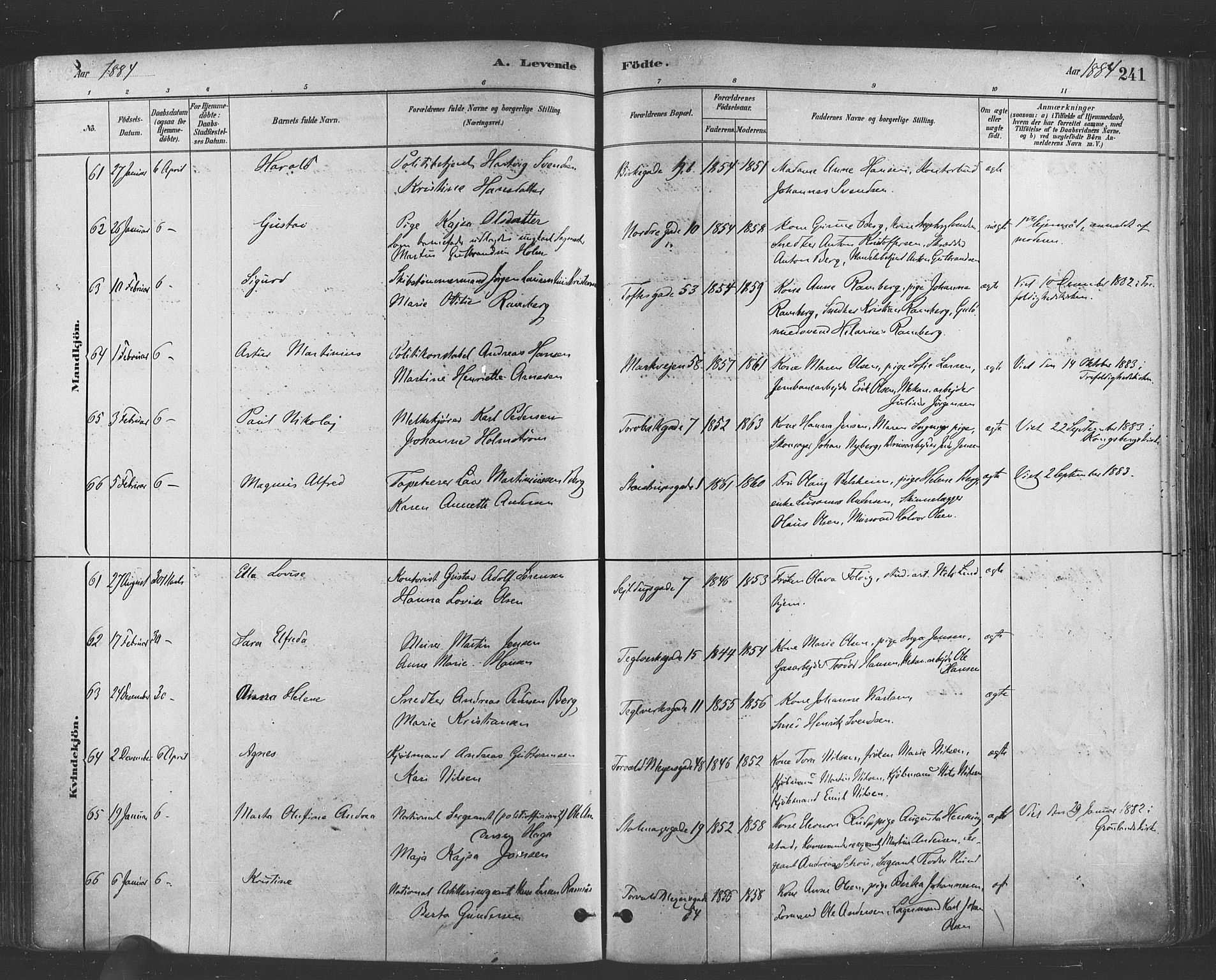 Paulus prestekontor Kirkebøker, AV/SAO-A-10871/F/Fa/L0003: Ministerialbok nr. 3, 1879-1887, s. 241