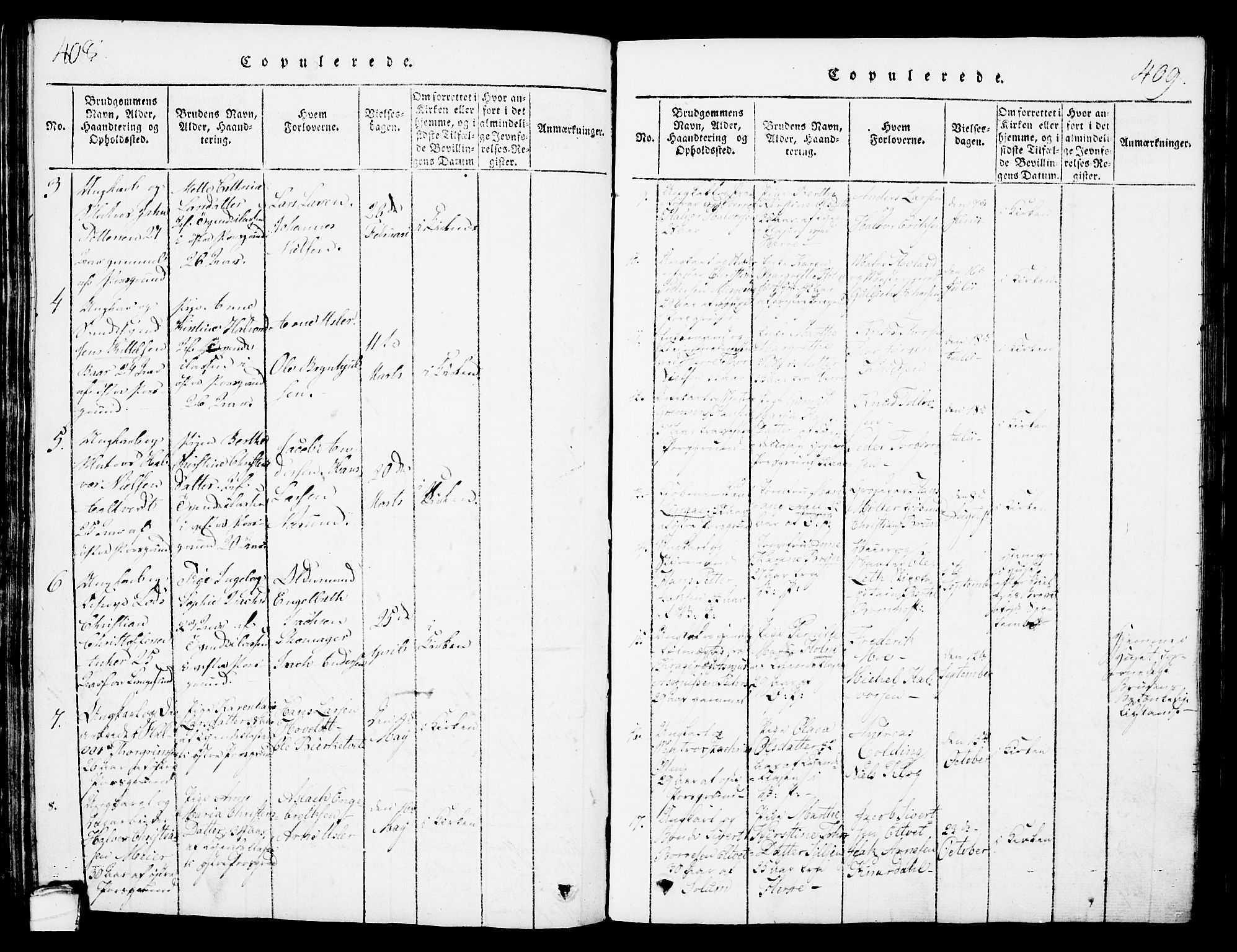 Porsgrunn kirkebøker , AV/SAKO-A-104/G/Gb/L0001: Klokkerbok nr. II 1, 1817-1828, s. 408-409