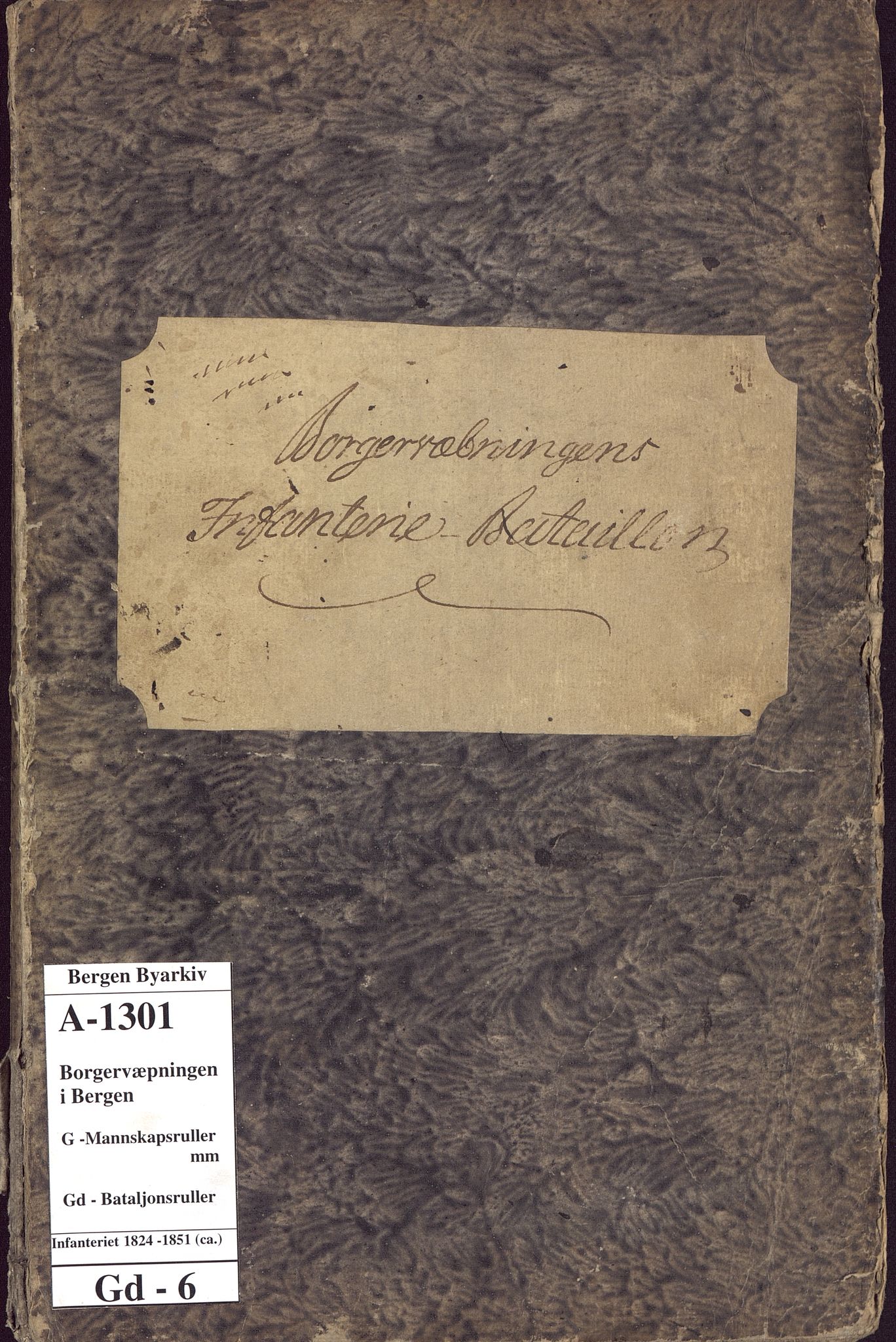 Borgervæpningen i Bergen, BBA/A-1301/G/Gd/L0006: Infanteriet, 1824-1851