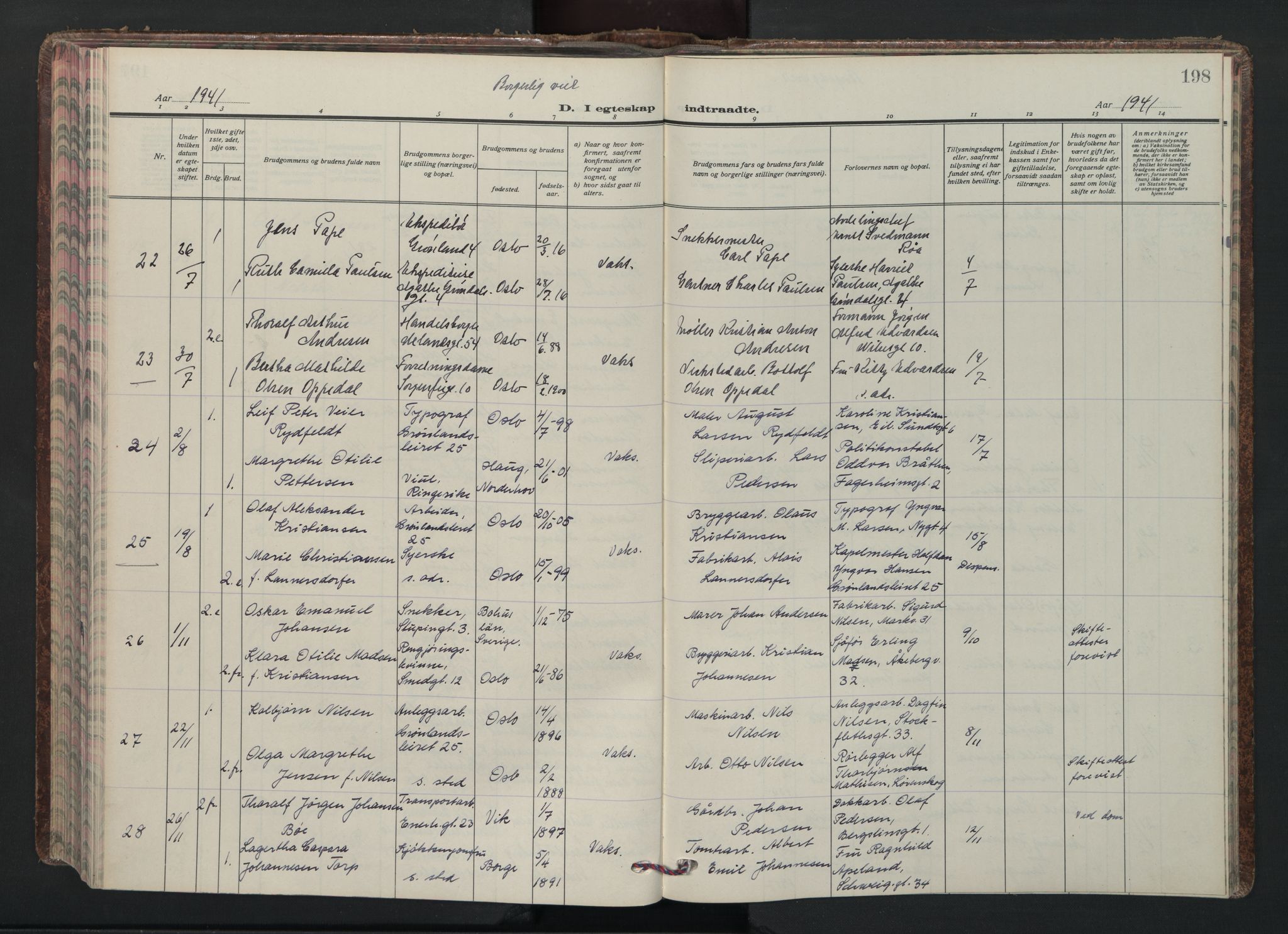 Grønland prestekontor Kirkebøker, AV/SAO-A-10848/F/Fa/L0020: Ministerialbok nr. 20, 1935-1946, s. 198