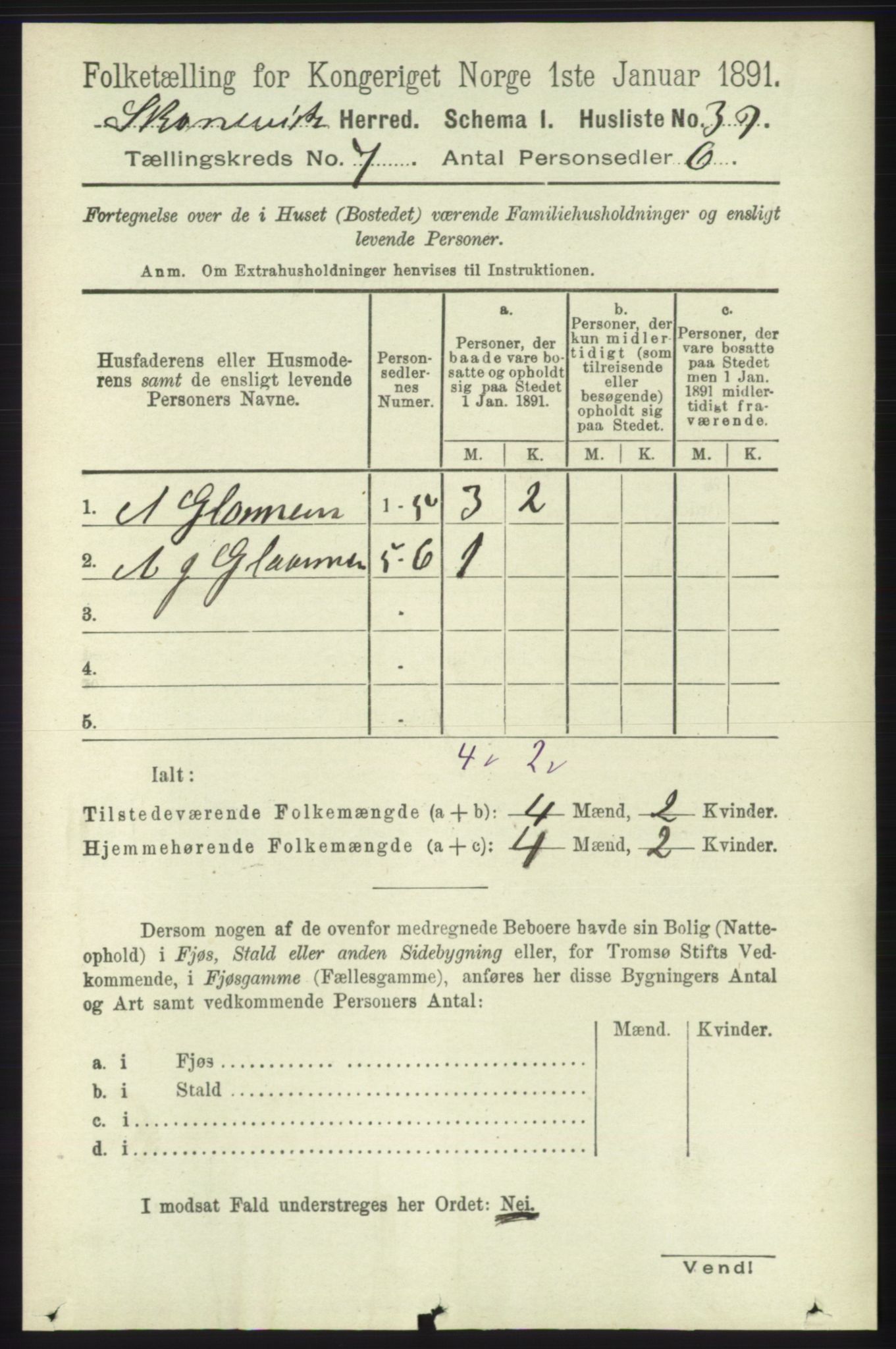 RA, Folketelling 1891 for 1212 Skånevik herred, 1891, s. 1875