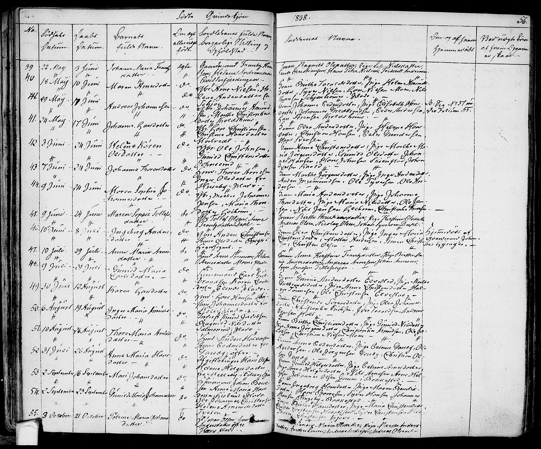 Eidsberg prestekontor Kirkebøker, AV/SAO-A-10905/F/Fa/L0008: Ministerialbok nr. I 8, 1832-1848, s. 56