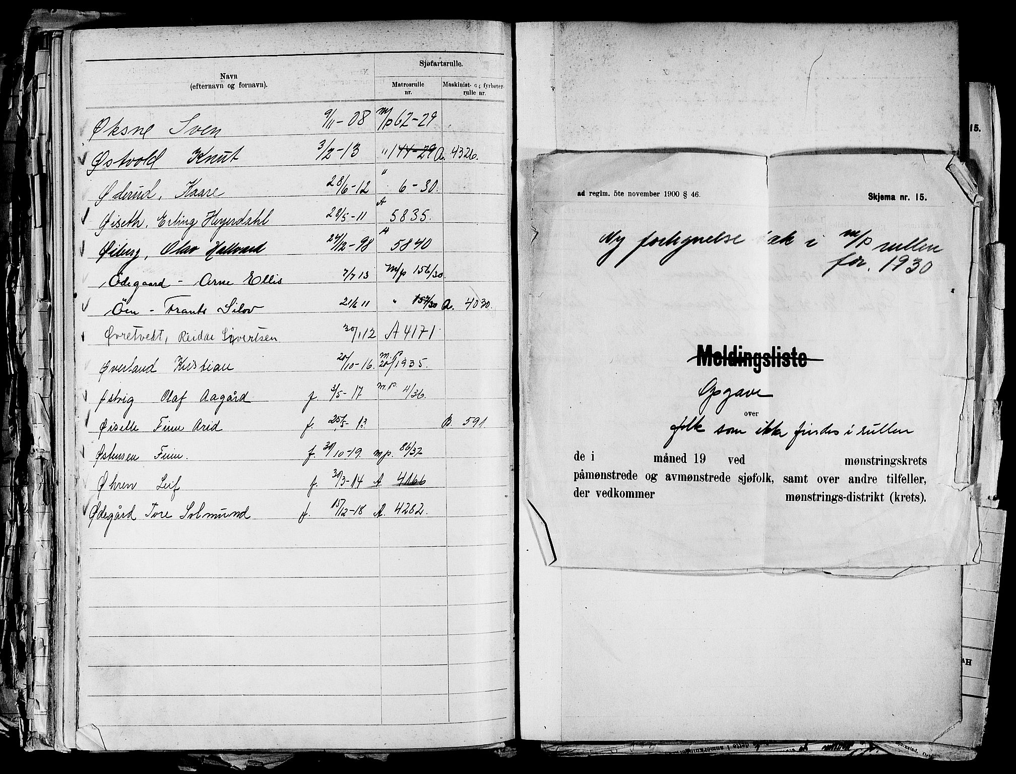 Drammen innrulleringsdistrikt, SAKO/A-781/G/Ga/L0001: Navneregister til rullene, 1860-1948, s. 314