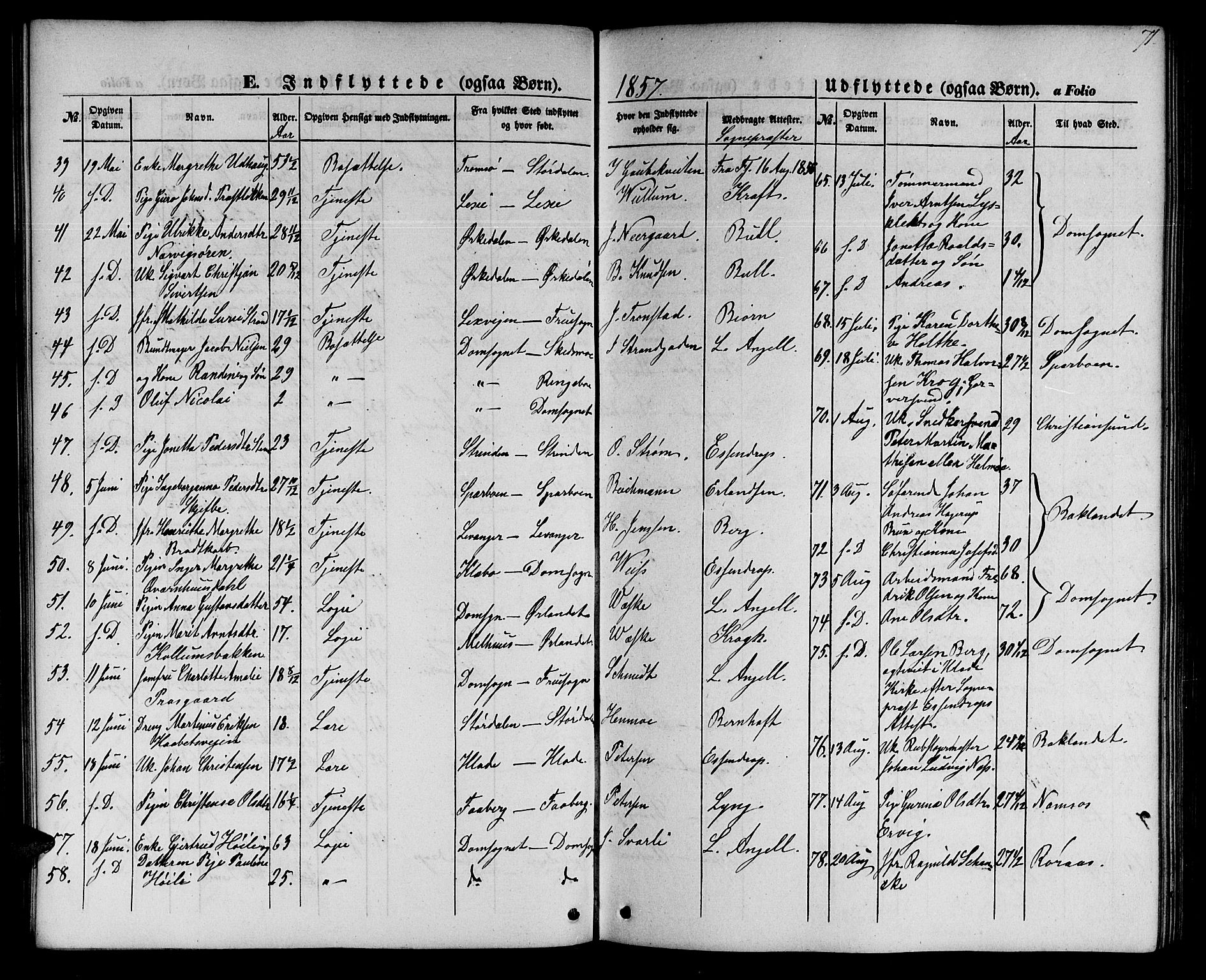 Ministerialprotokoller, klokkerbøker og fødselsregistre - Sør-Trøndelag, SAT/A-1456/602/L0113: Ministerialbok nr. 602A11, 1849-1861, s. 71