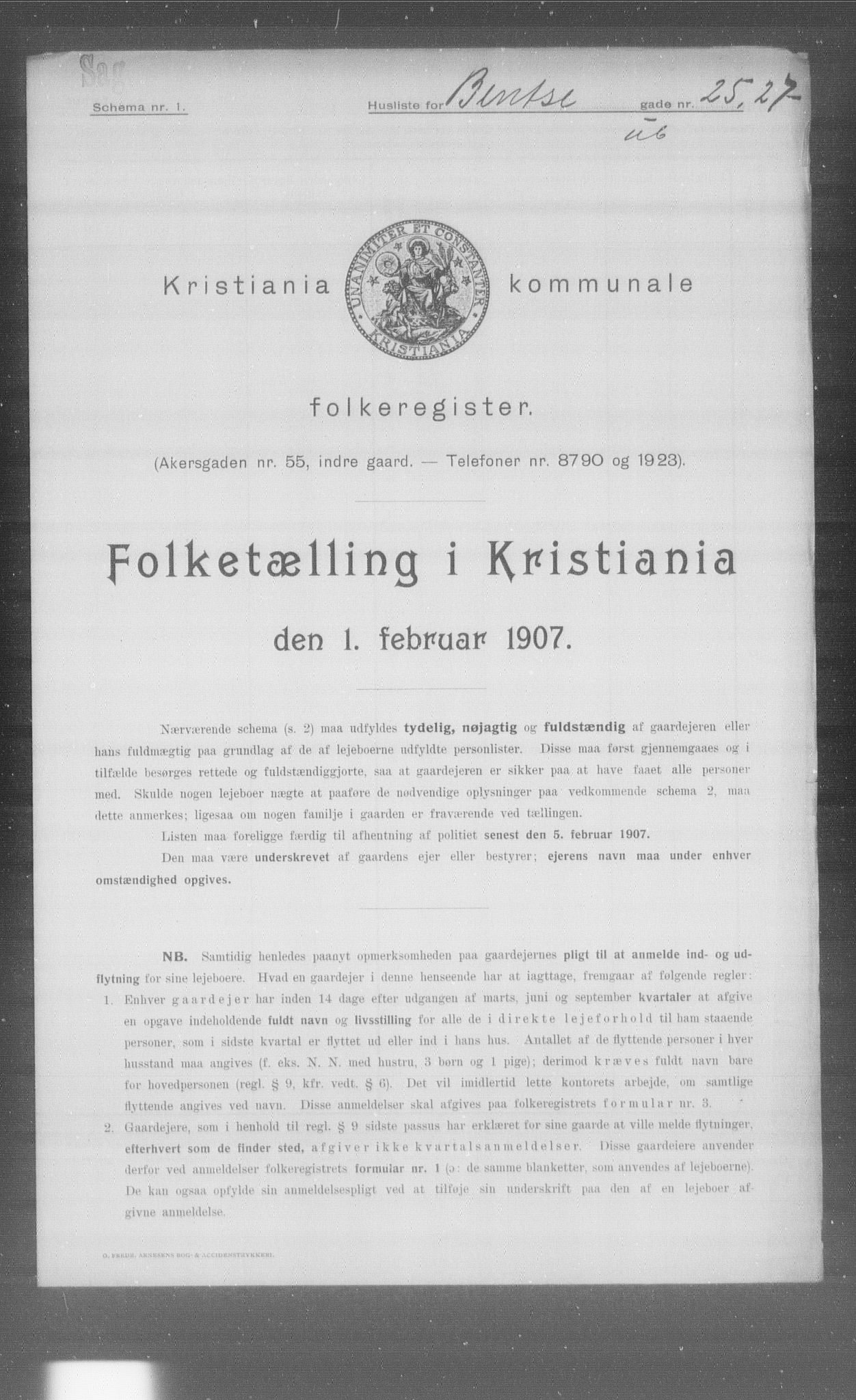 OBA, Kommunal folketelling 1.2.1907 for Kristiania kjøpstad, 1907, s. 2026