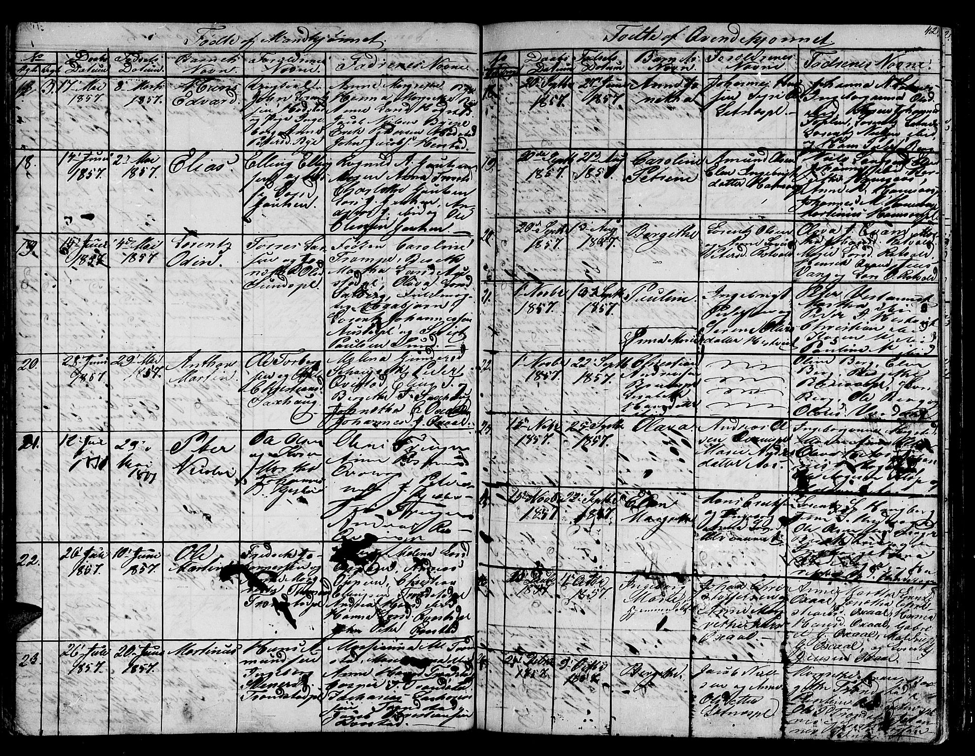 Ministerialprotokoller, klokkerbøker og fødselsregistre - Nord-Trøndelag, AV/SAT-A-1458/730/L0299: Klokkerbok nr. 730C02, 1849-1871, s. 42