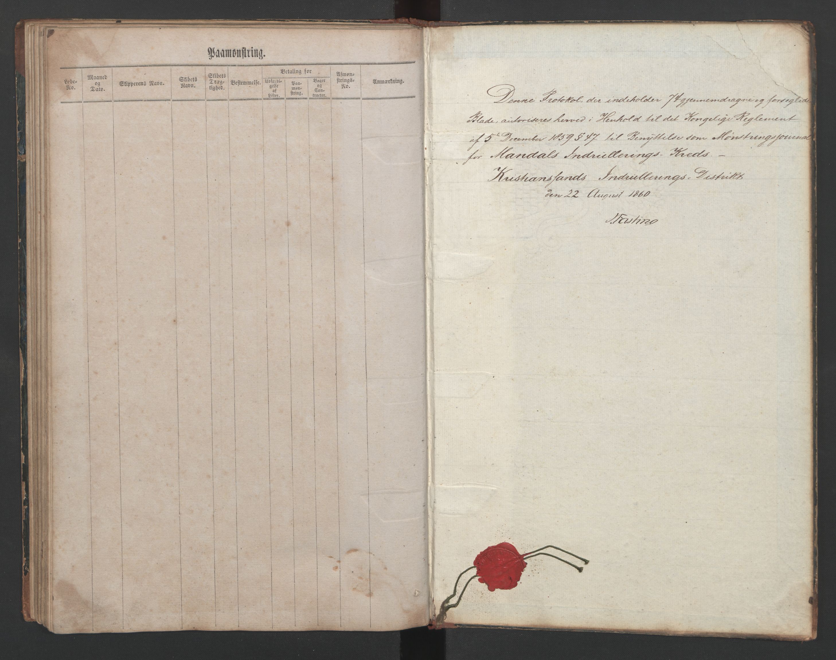 Mandal mønstringskrets, SAK/2031-0016/G/Ga/L0001: Mønstringsjournal, Y-26, 1860-1873, s. 77