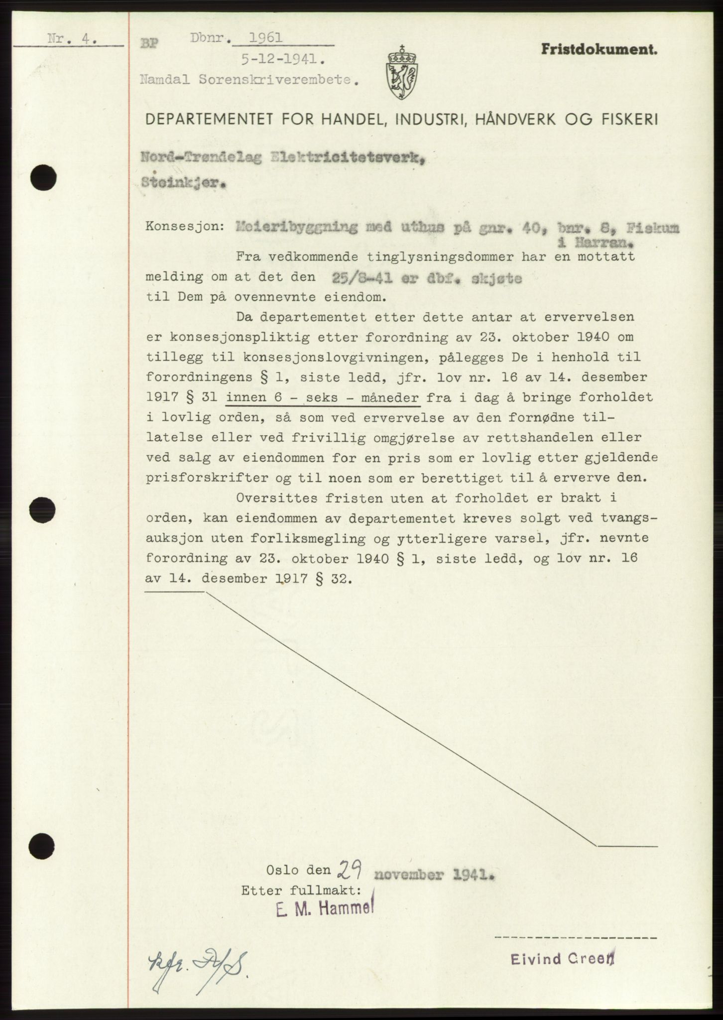 Namdal sorenskriveri, SAT/A-4133/1/2/2C: Pantebok nr. -, 1941-1942, Dagboknr: 1961/1941