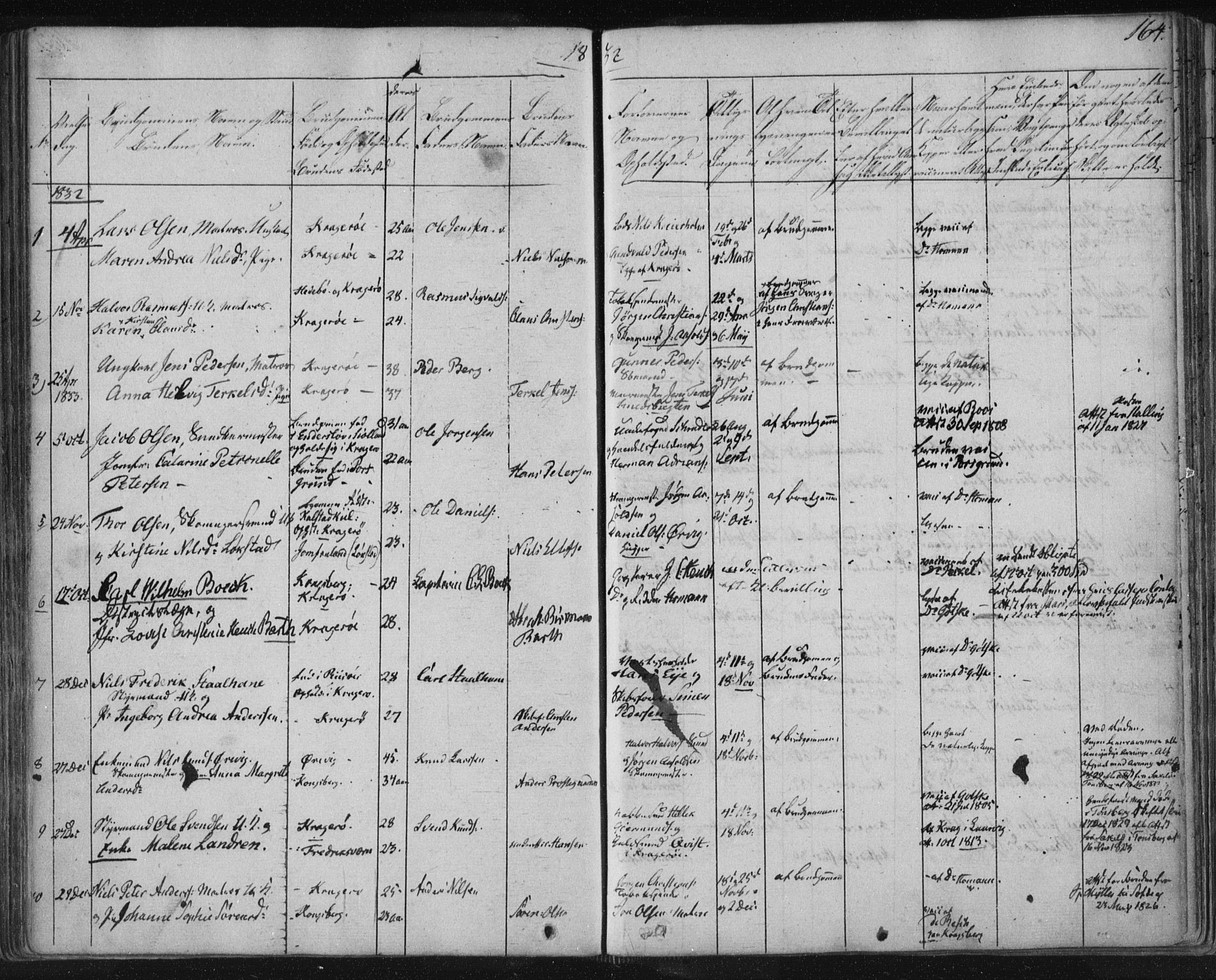 Kragerø kirkebøker, AV/SAKO-A-278/F/Fa/L0005: Ministerialbok nr. 5, 1832-1847, s. 164