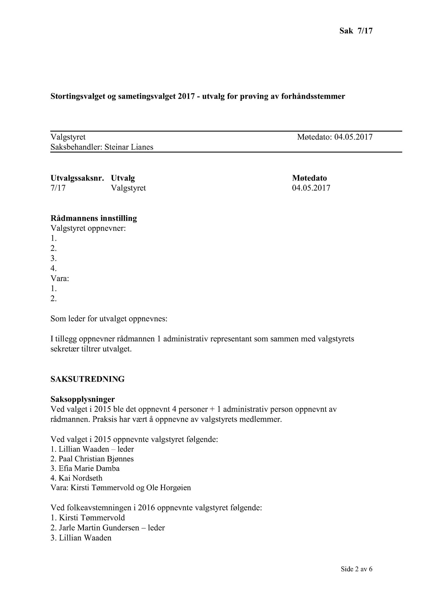 Klæbu Kommune, TRKO/KK/10-VS/L003: Valgnemnda - Møtedokumenter, 2017, s. 30