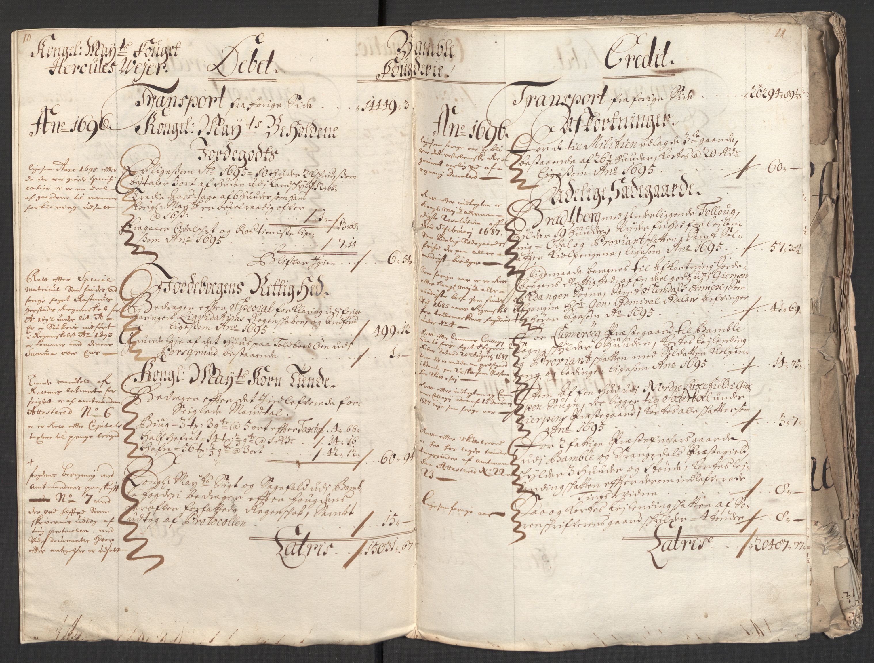 Rentekammeret inntil 1814, Reviderte regnskaper, Fogderegnskap, AV/RA-EA-4092/R36/L2094: Fogderegnskap Øvre og Nedre Telemark og Bamble, 1696, s. 9