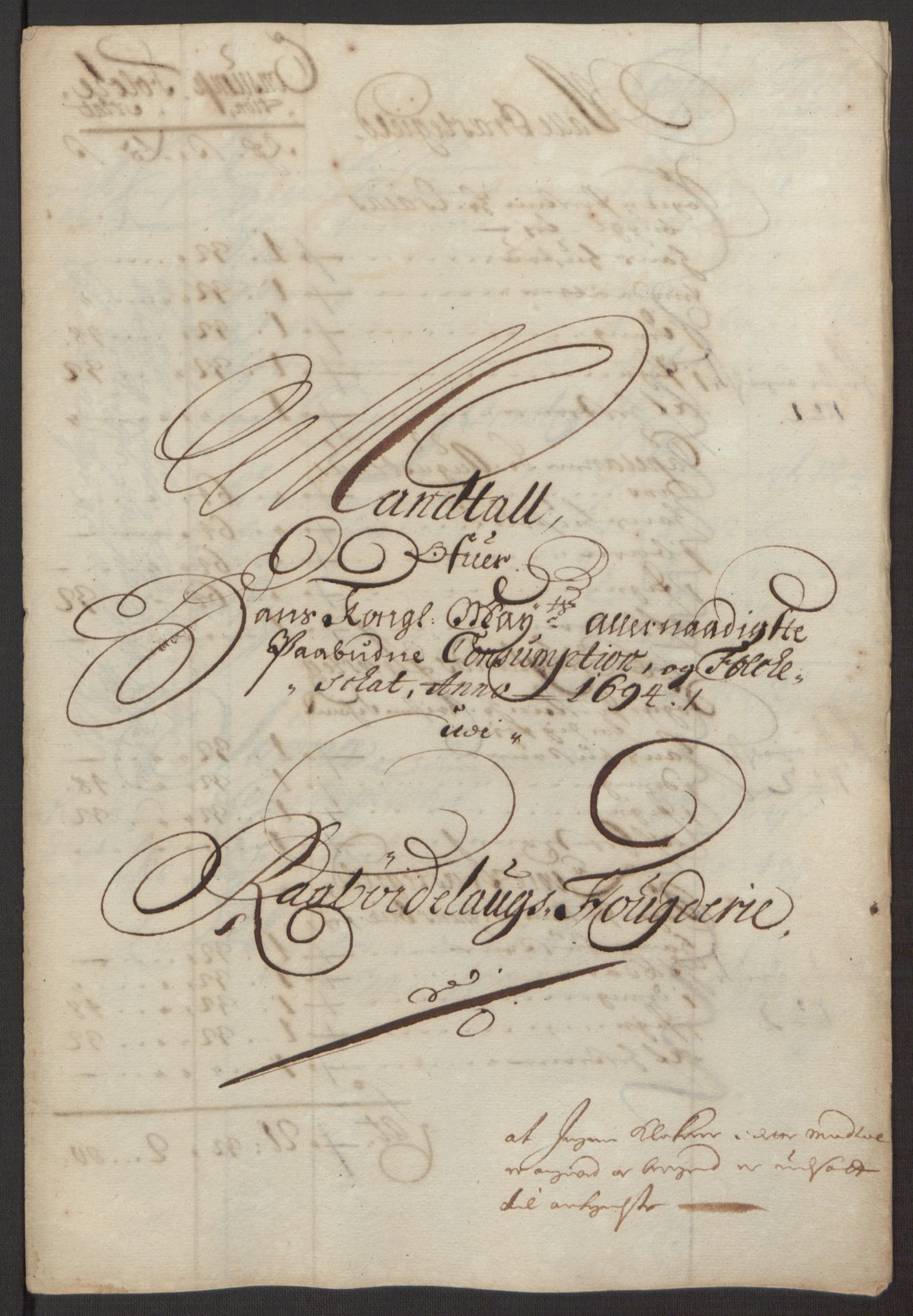 Rentekammeret inntil 1814, Reviderte regnskaper, Fogderegnskap, AV/RA-EA-4092/R40/L2444: Fogderegnskap Råbyggelag, 1693-1696, s. 116