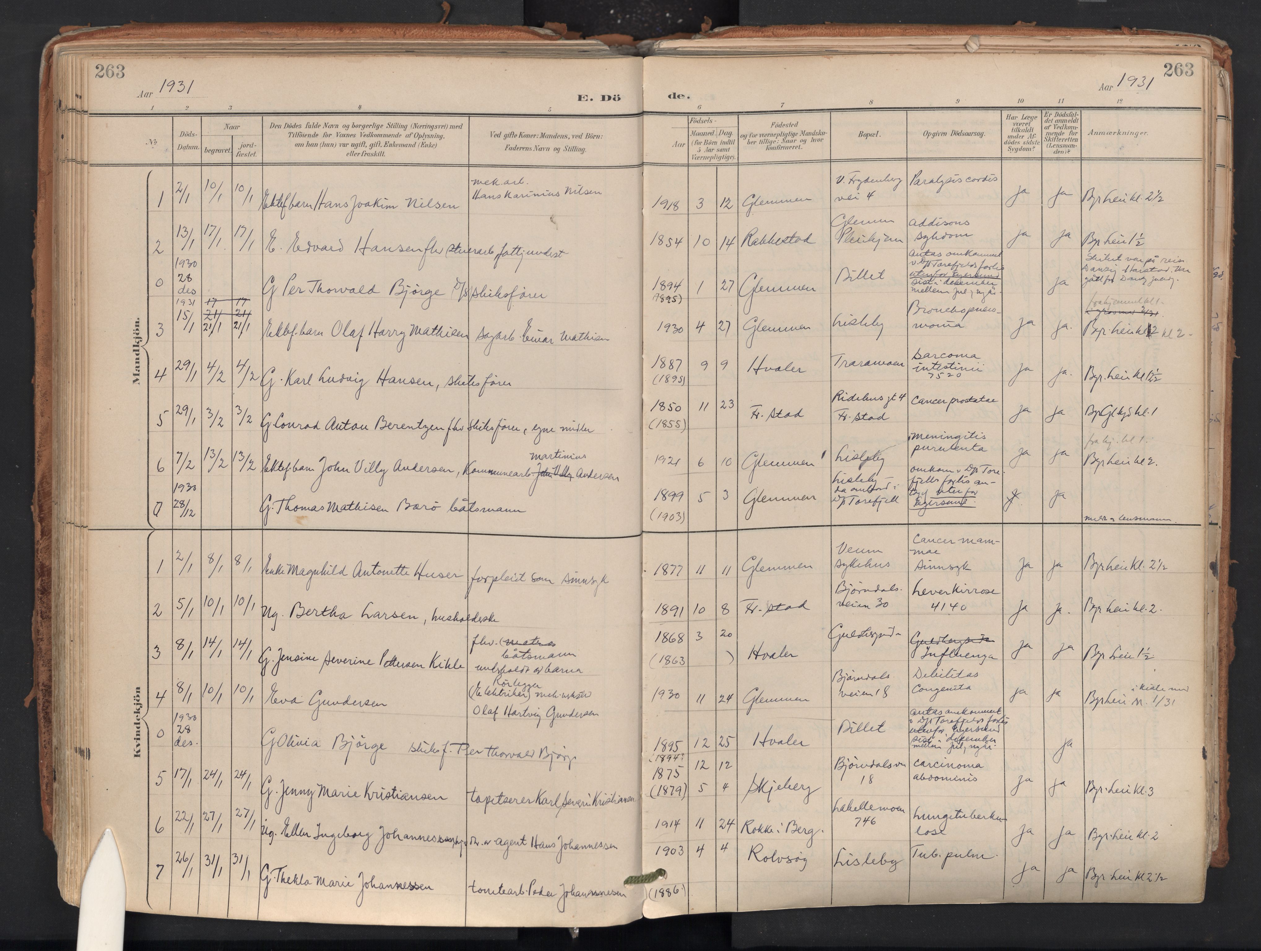 Glemmen prestekontor Kirkebøker, AV/SAO-A-10908/F/Fa/L0015: Ministerialbok nr. 15, 1900-1956, s. 263