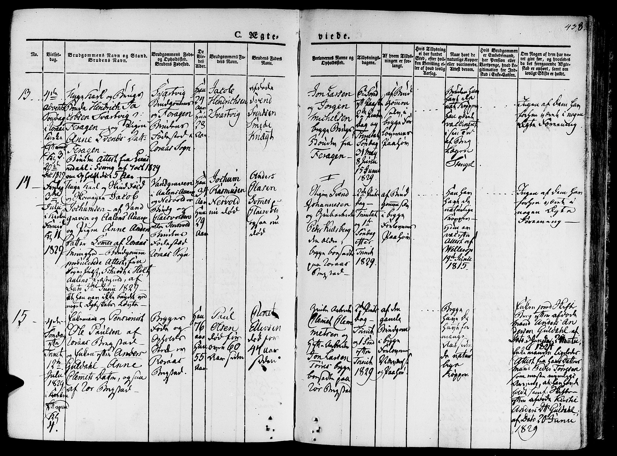 Ministerialprotokoller, klokkerbøker og fødselsregistre - Sør-Trøndelag, AV/SAT-A-1456/681/L0930: Ministerialbok nr. 681A08, 1829-1844, s. 438