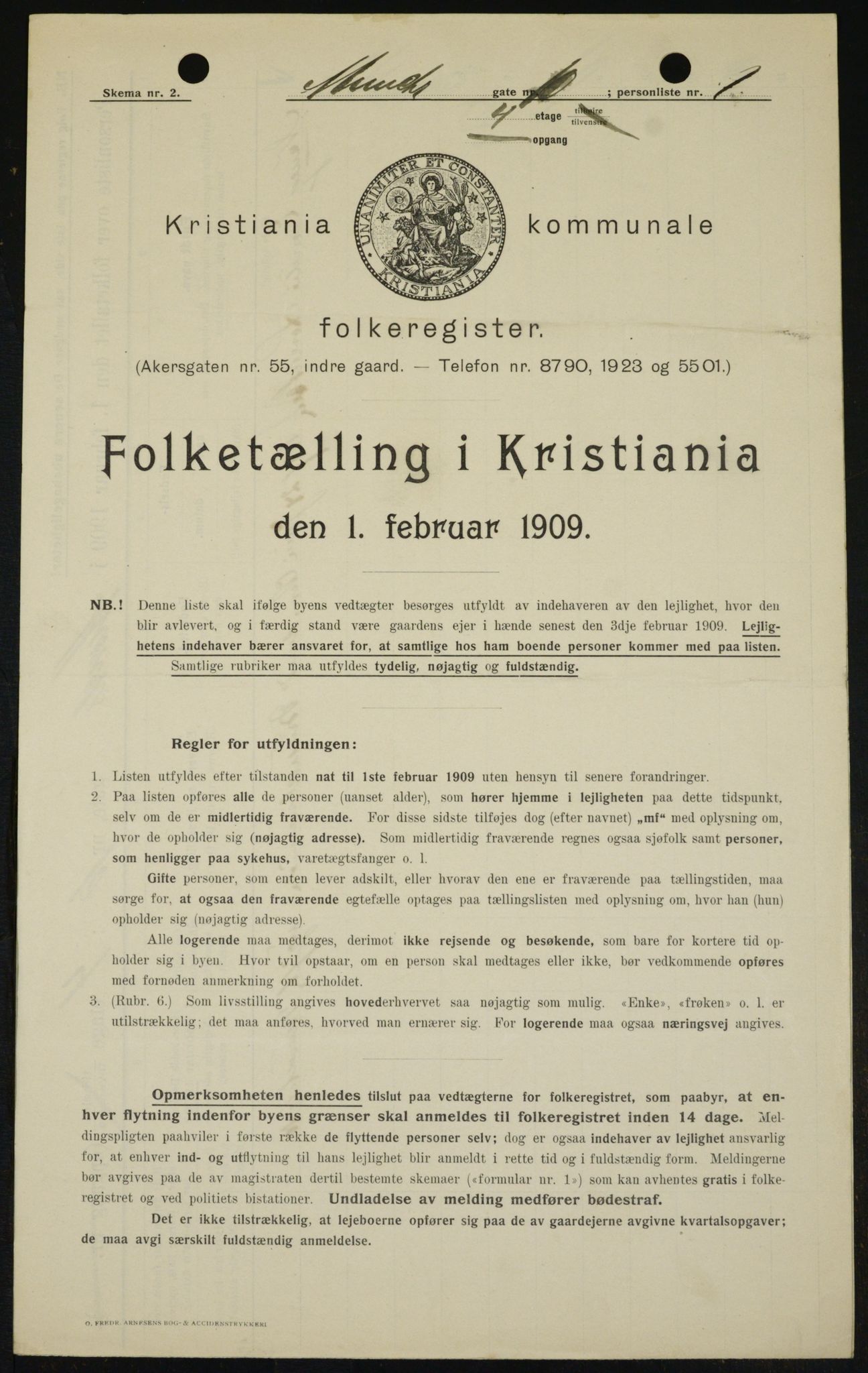 OBA, Kommunal folketelling 1.2.1909 for Kristiania kjøpstad, 1909, s. 60384