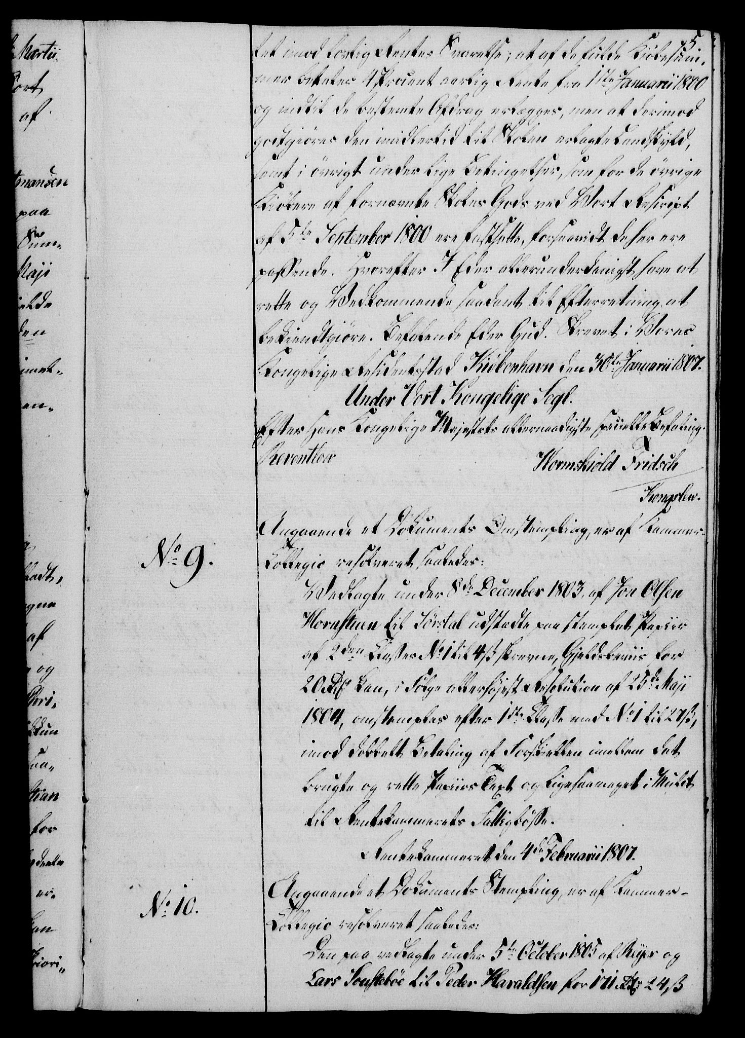 Rentekammeret, Kammerkanselliet, RA/EA-3111/G/Gg/Gga/L0019: Norsk ekspedisjonsprotokoll med register (merket RK 53.19), 1807-1810, s. 5