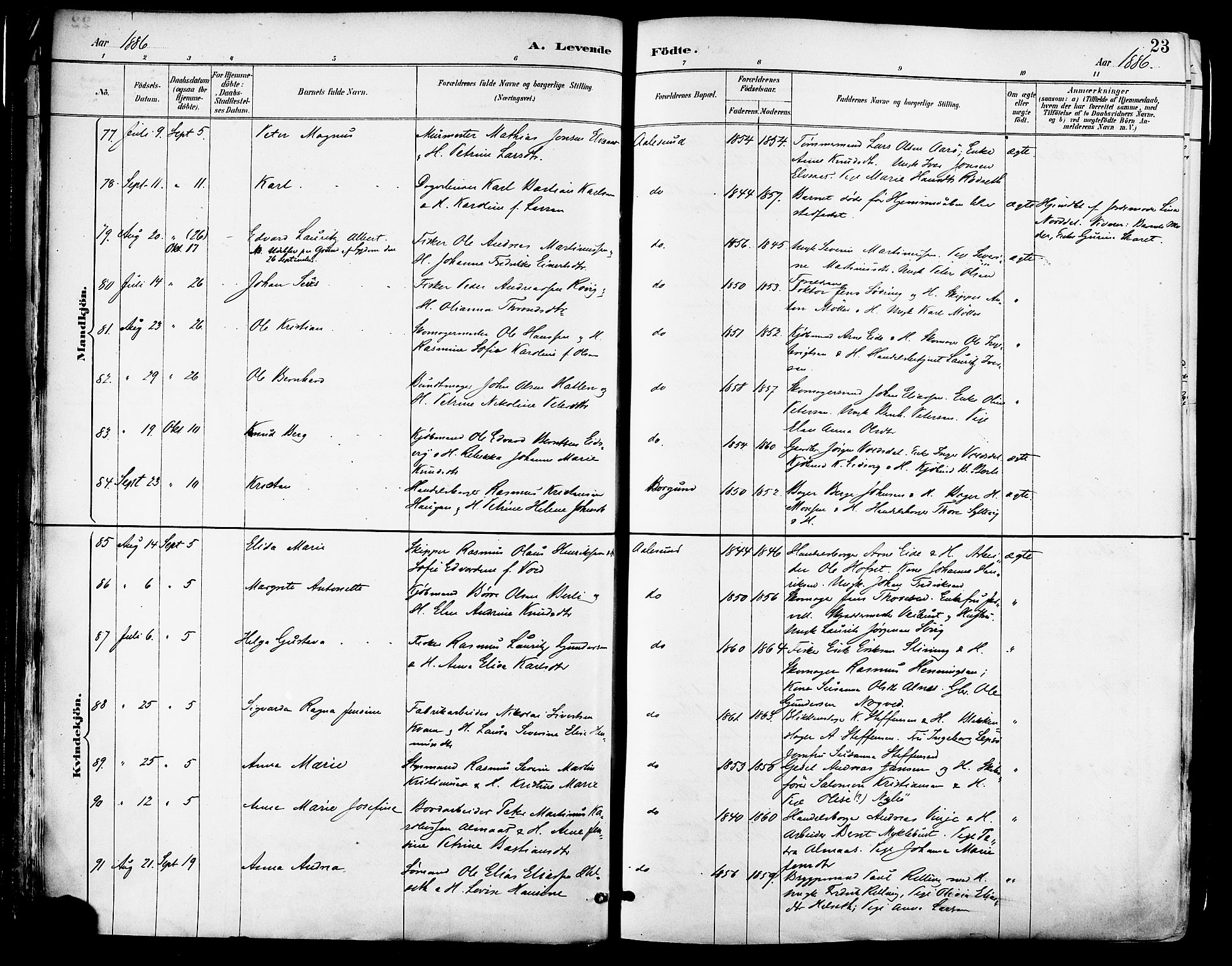 Ministerialprotokoller, klokkerbøker og fødselsregistre - Møre og Romsdal, AV/SAT-A-1454/529/L0455: Ministerialbok nr. 529A05, 1885-1893, s. 23