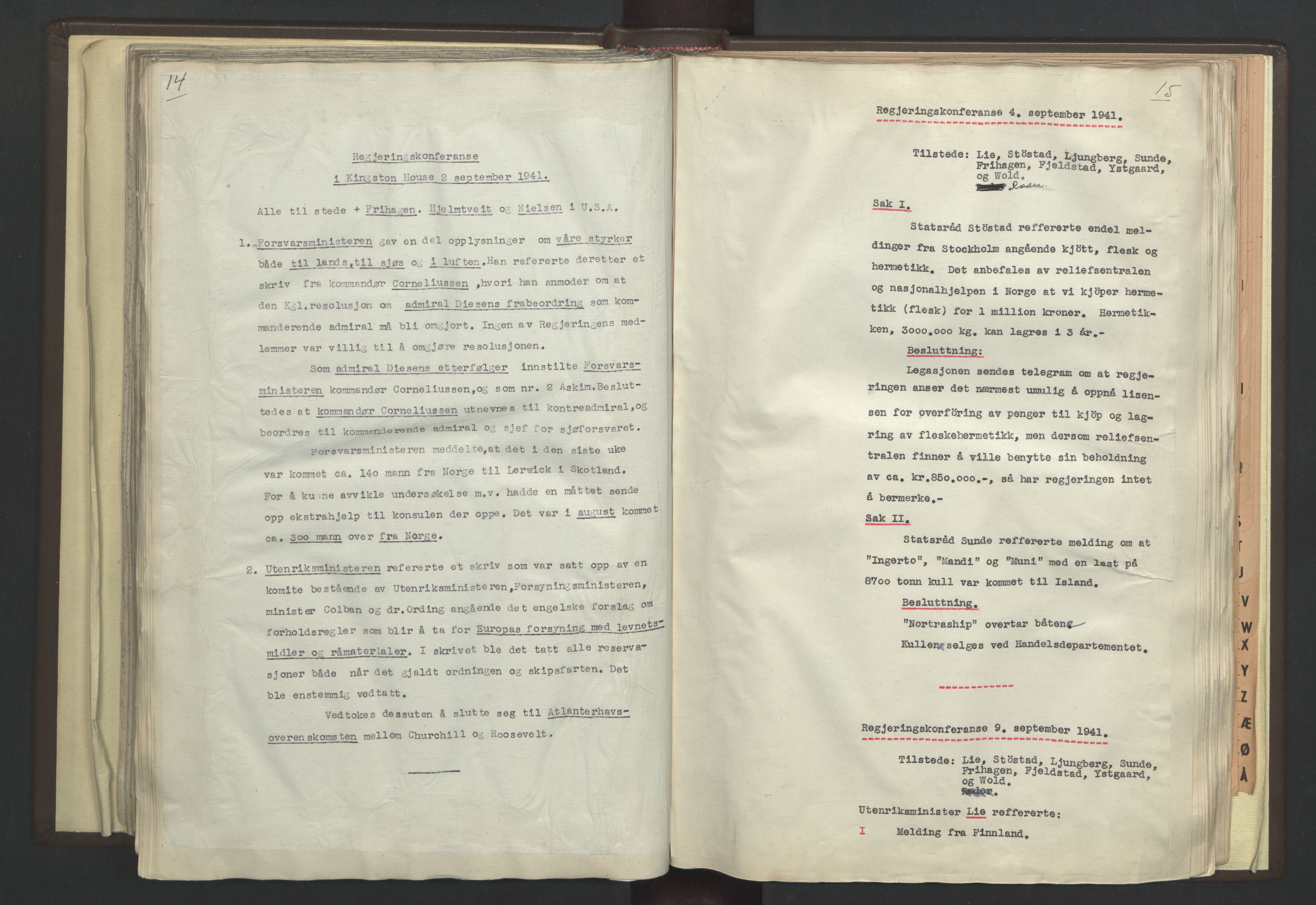 Statsministerens kontor, AV/RA-S-1005/A/Aa/L0001: Referat fra regjeringskonferanser, 1940-1941, s. 14-15