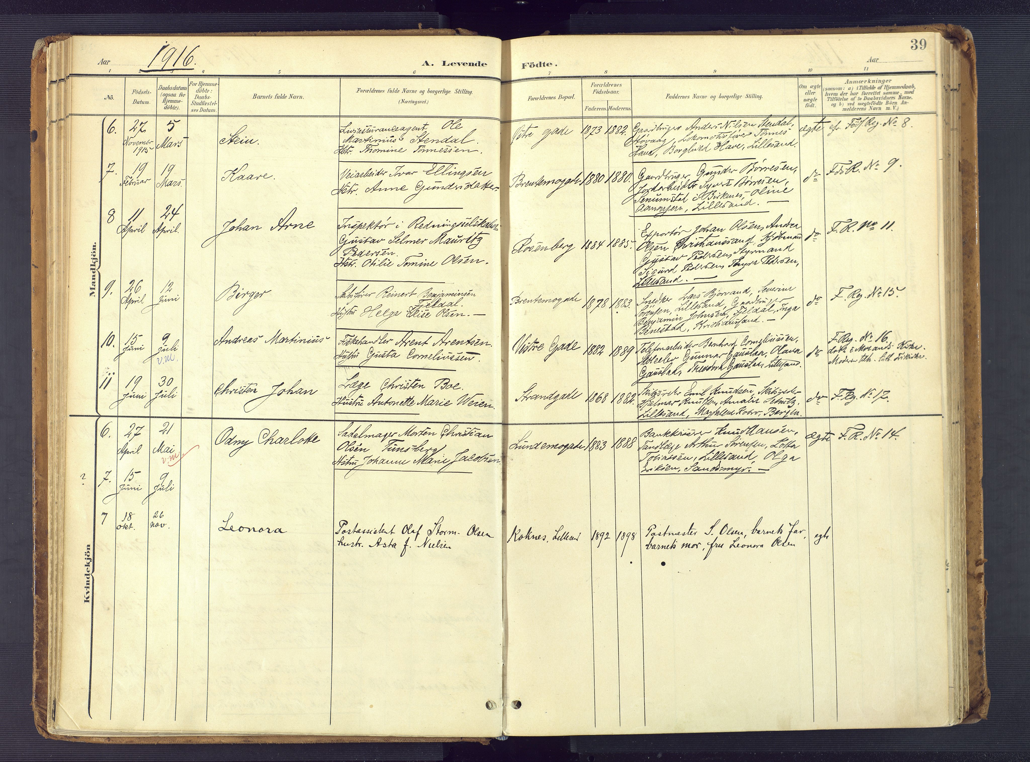Vestre Moland sokneprestkontor, AV/SAK-1111-0046/F/Fa/Faa/L0002: Ministerialbok nr. A 2, 1900-1926, s. 39