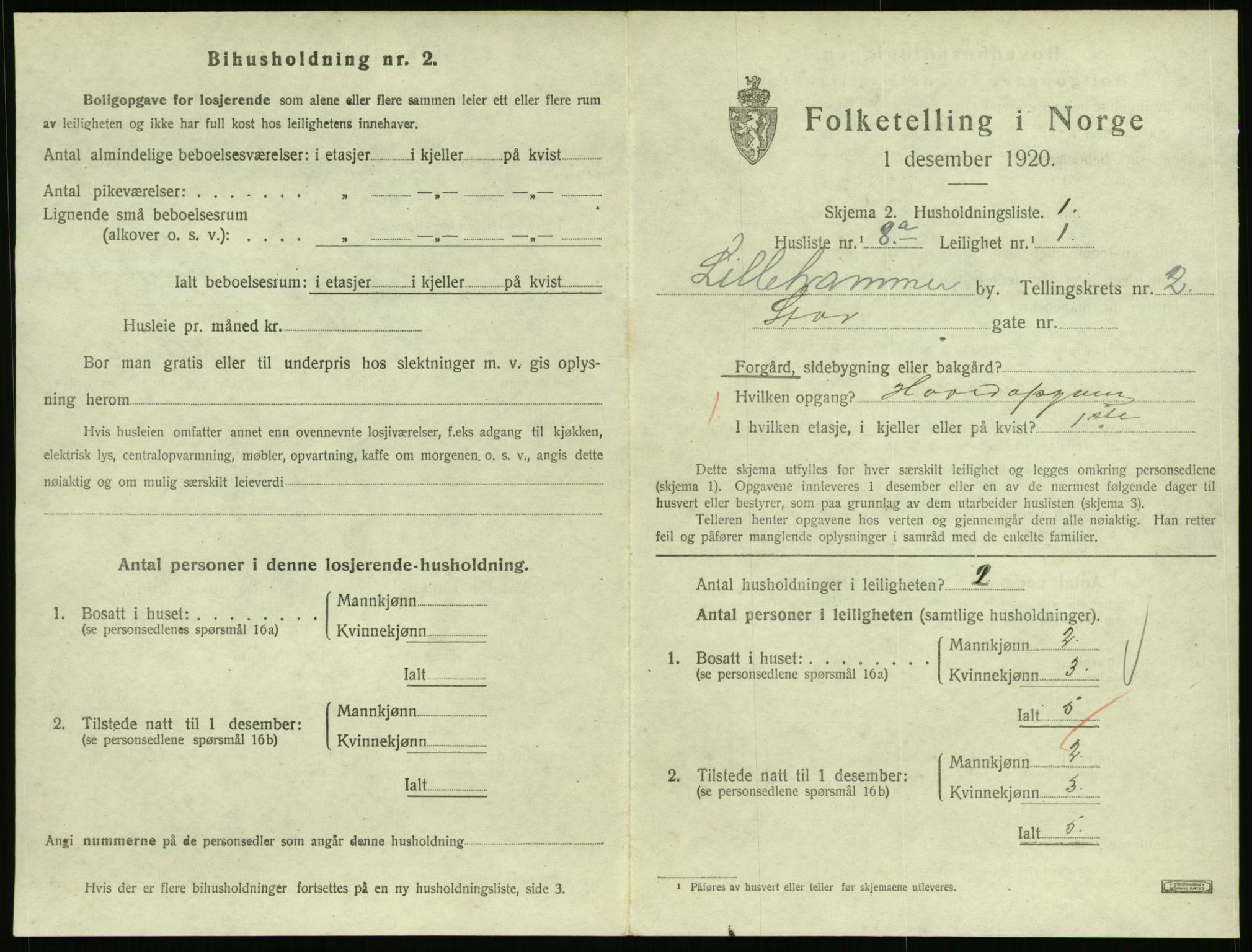 SAH, Folketelling 1920 for 0501 Lillehammer kjøpstad, 1920, s. 1542