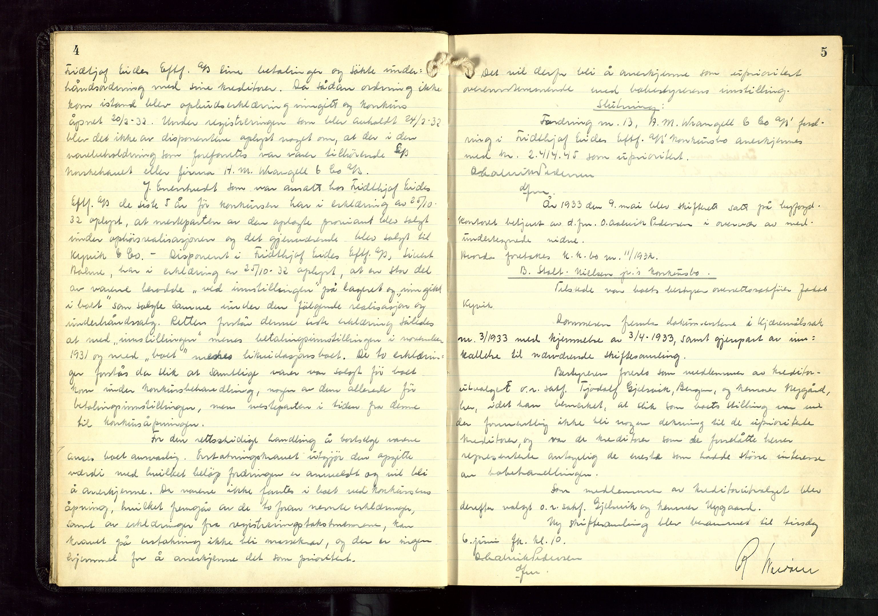 Haugesund tingrett, AV/SAST-A-101415/01/IV/IVC/L0007: Skifteforhandlingsprotokoll, med register, 1933-1939, s. 4-5