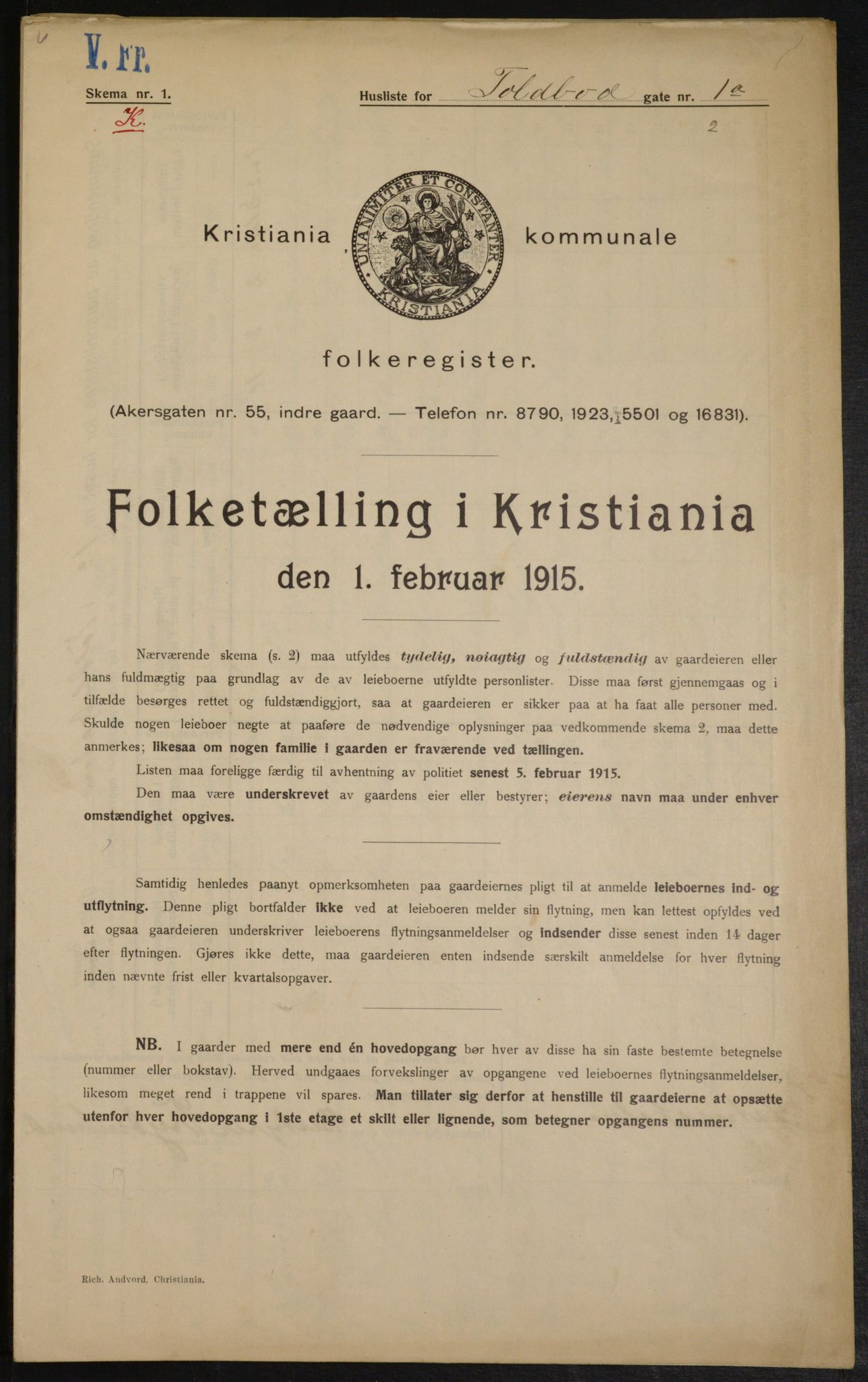OBA, Kommunal folketelling 1.2.1915 for Kristiania, 1915, s. 113490