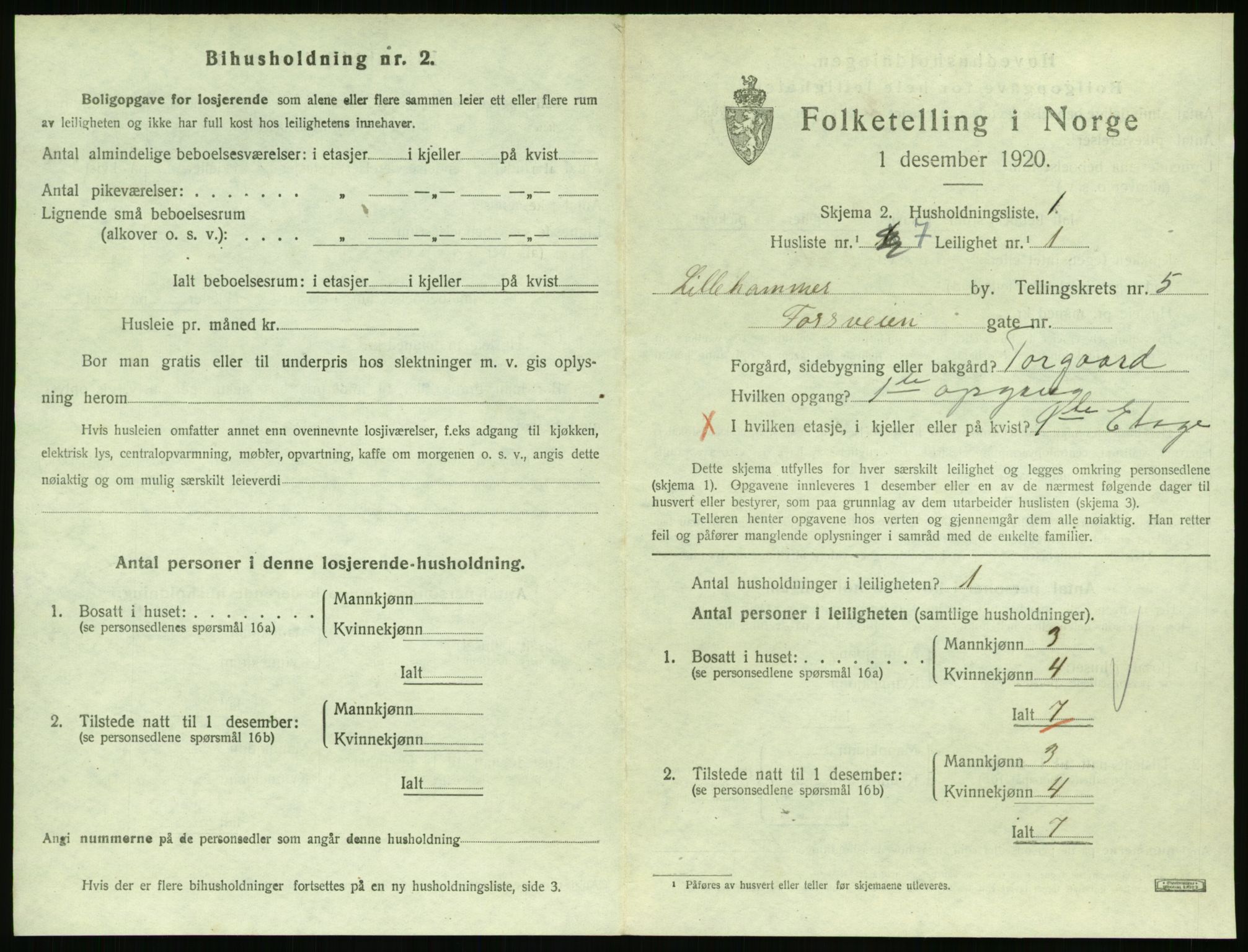 SAH, Folketelling 1920 for 0501 Lillehammer kjøpstad, 1920, s. 2220