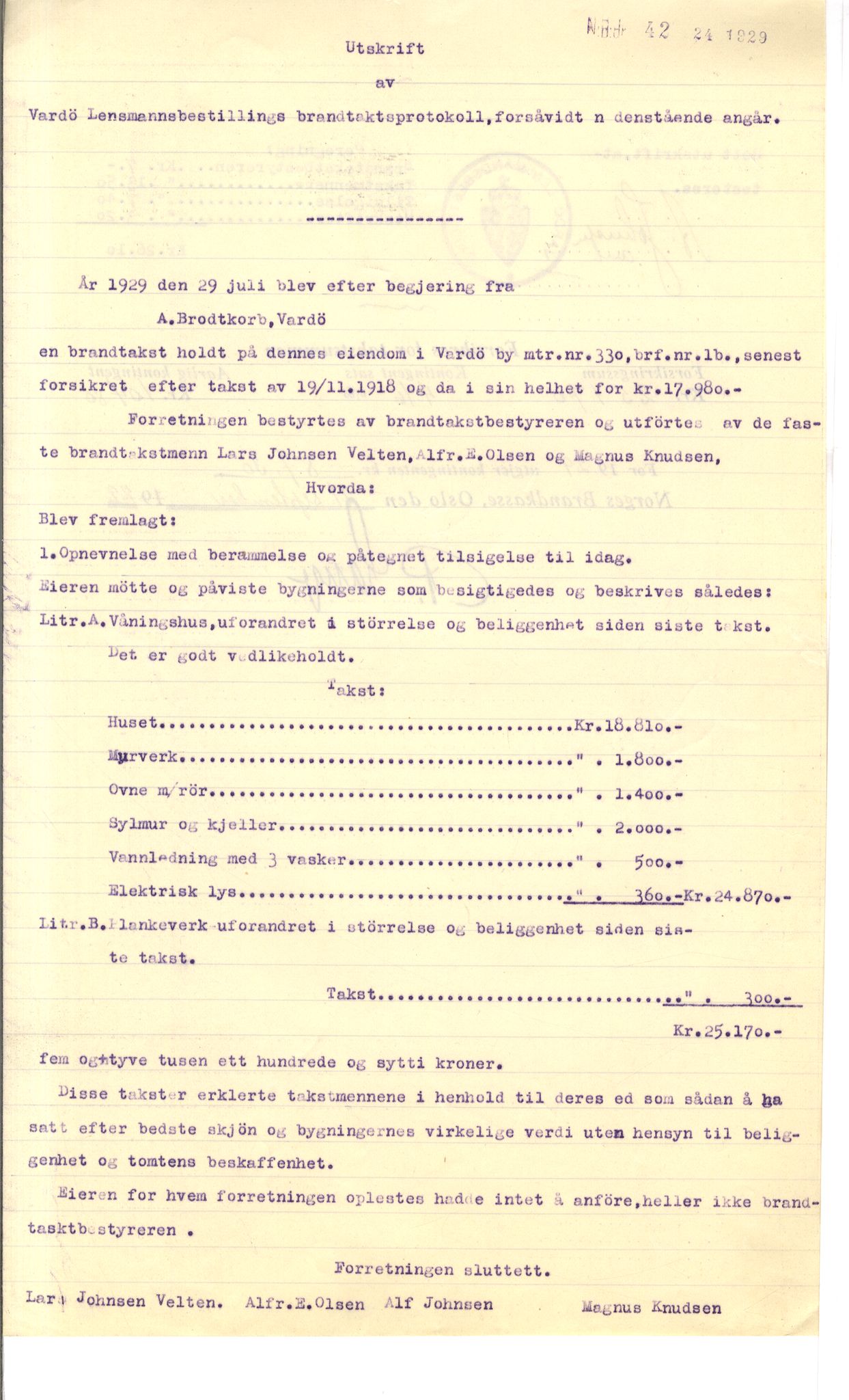 Brodtkorb handel A/S, VAMU/A-0001/Q/Qb/L0001: Skjøter og grunnbrev i Vardø by, 1822-1943, s. 276