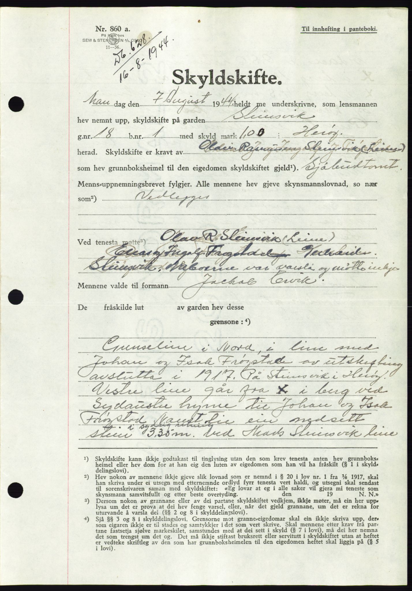 Søre Sunnmøre sorenskriveri, SAT/A-4122/1/2/2C/L0076: Pantebok nr. 2A, 1943-1944, Dagboknr: 628/1944