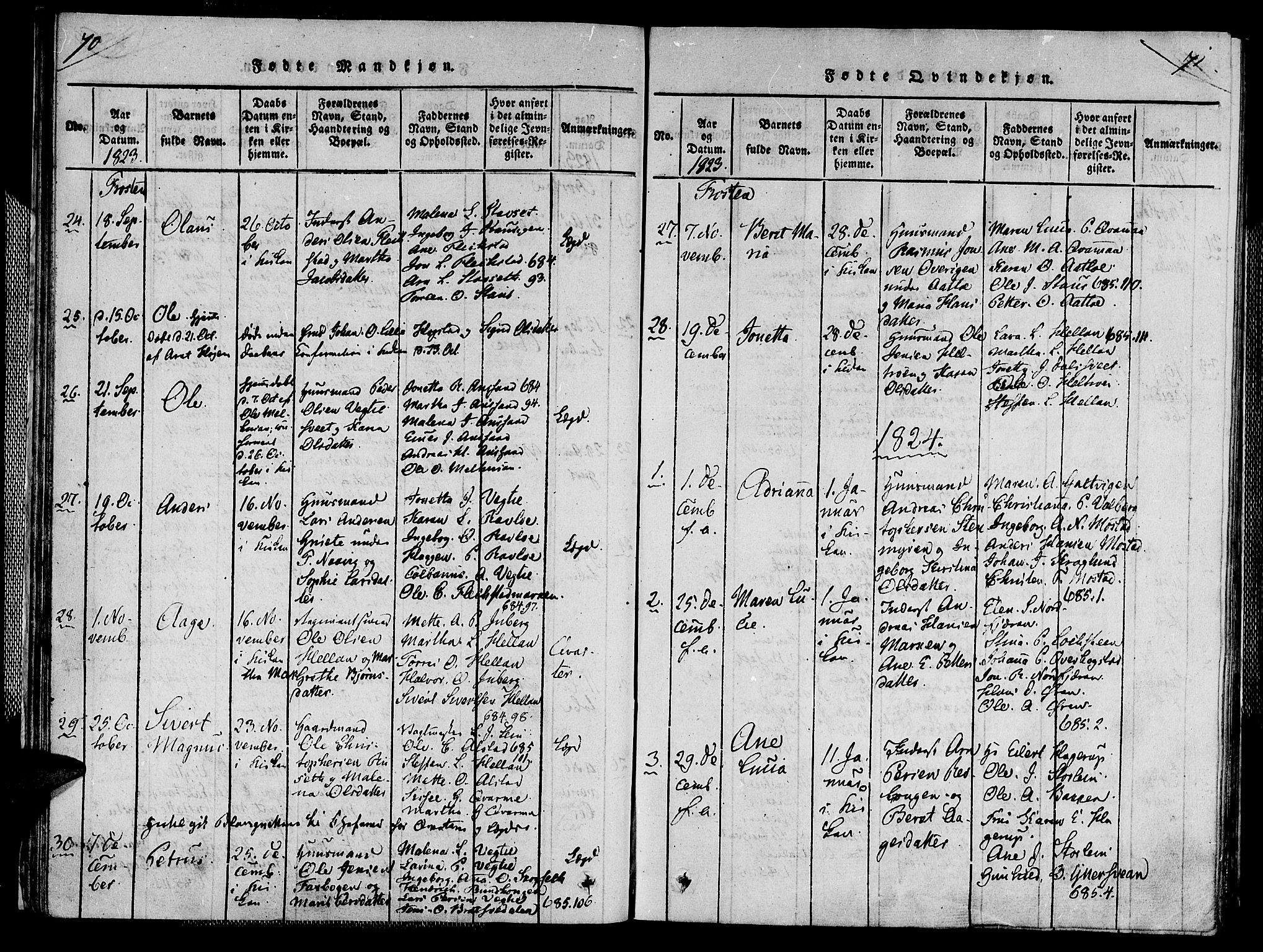 Ministerialprotokoller, klokkerbøker og fødselsregistre - Nord-Trøndelag, SAT/A-1458/713/L0112: Ministerialbok nr. 713A04 /1, 1817-1827, s. 70-71