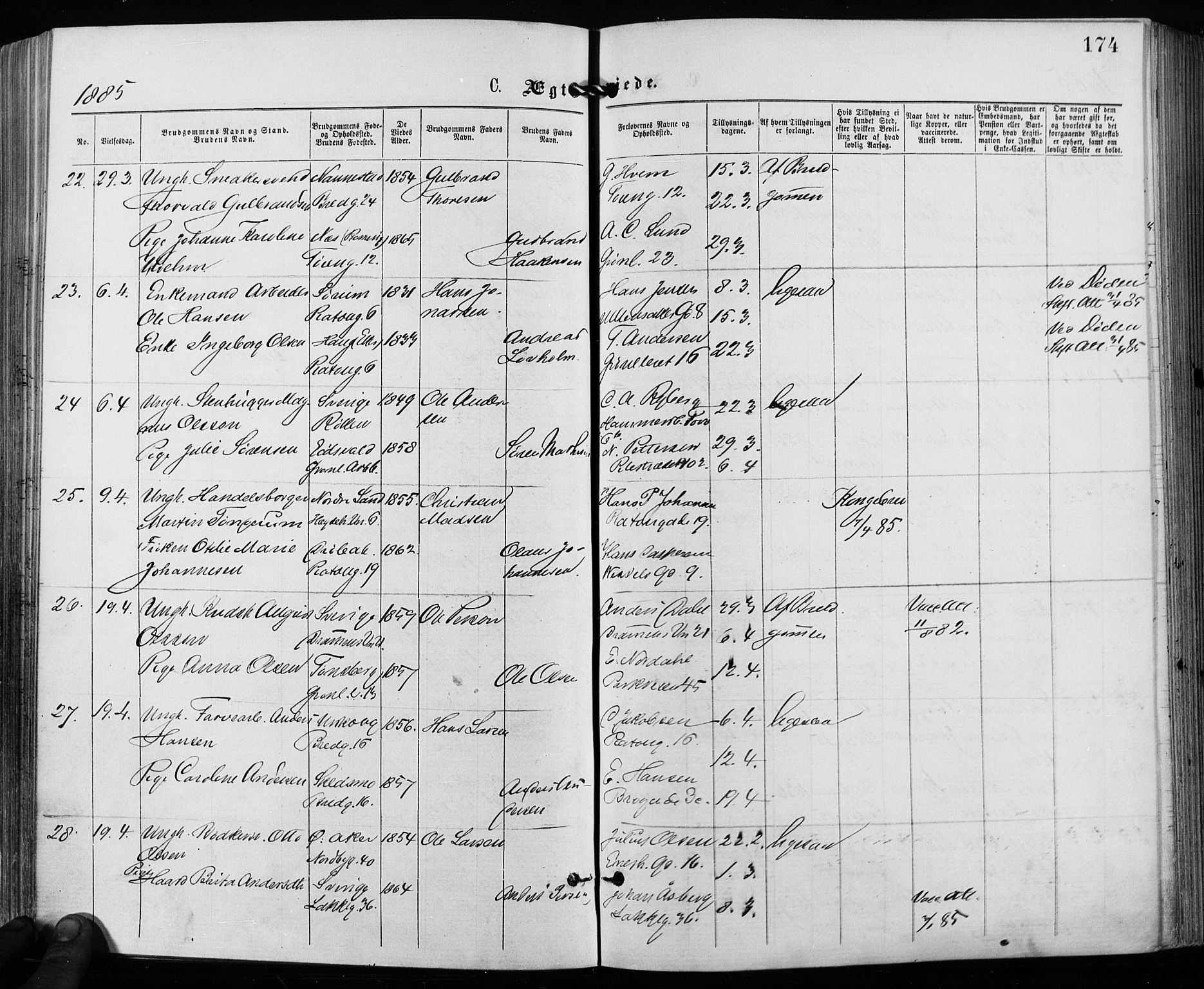 Grønland prestekontor Kirkebøker, AV/SAO-A-10848/F/Fa/L0006: Ministerialbok nr. 6, 1877-1886, s. 174