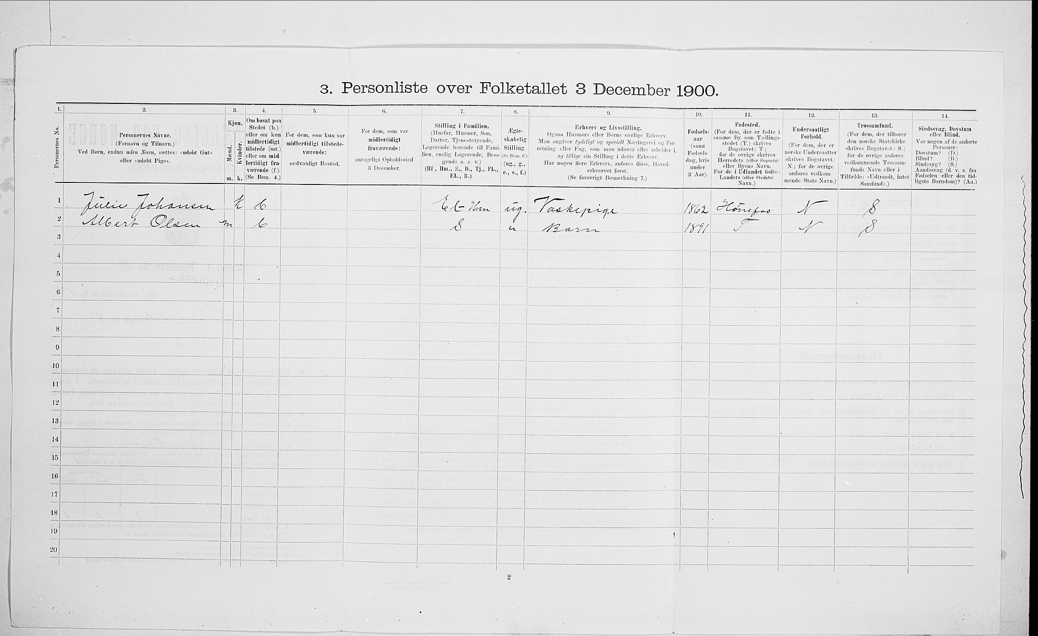 SAO, Folketelling 1900 for 0301 Kristiania kjøpstad, 1900, s. 71142