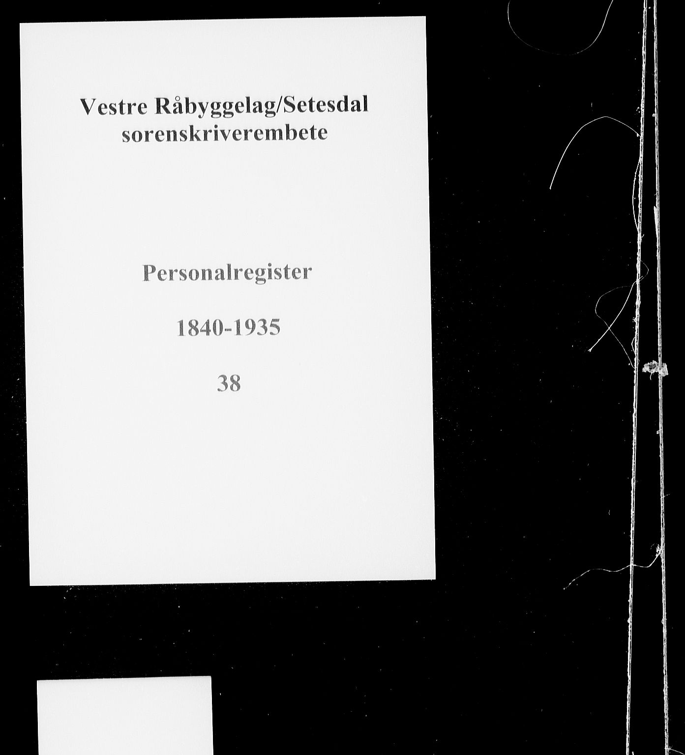 Setesdal sorenskriveri, SAK/1221-0011/G/Ge/L0003: Panteregister nr. 38, 1840-1935