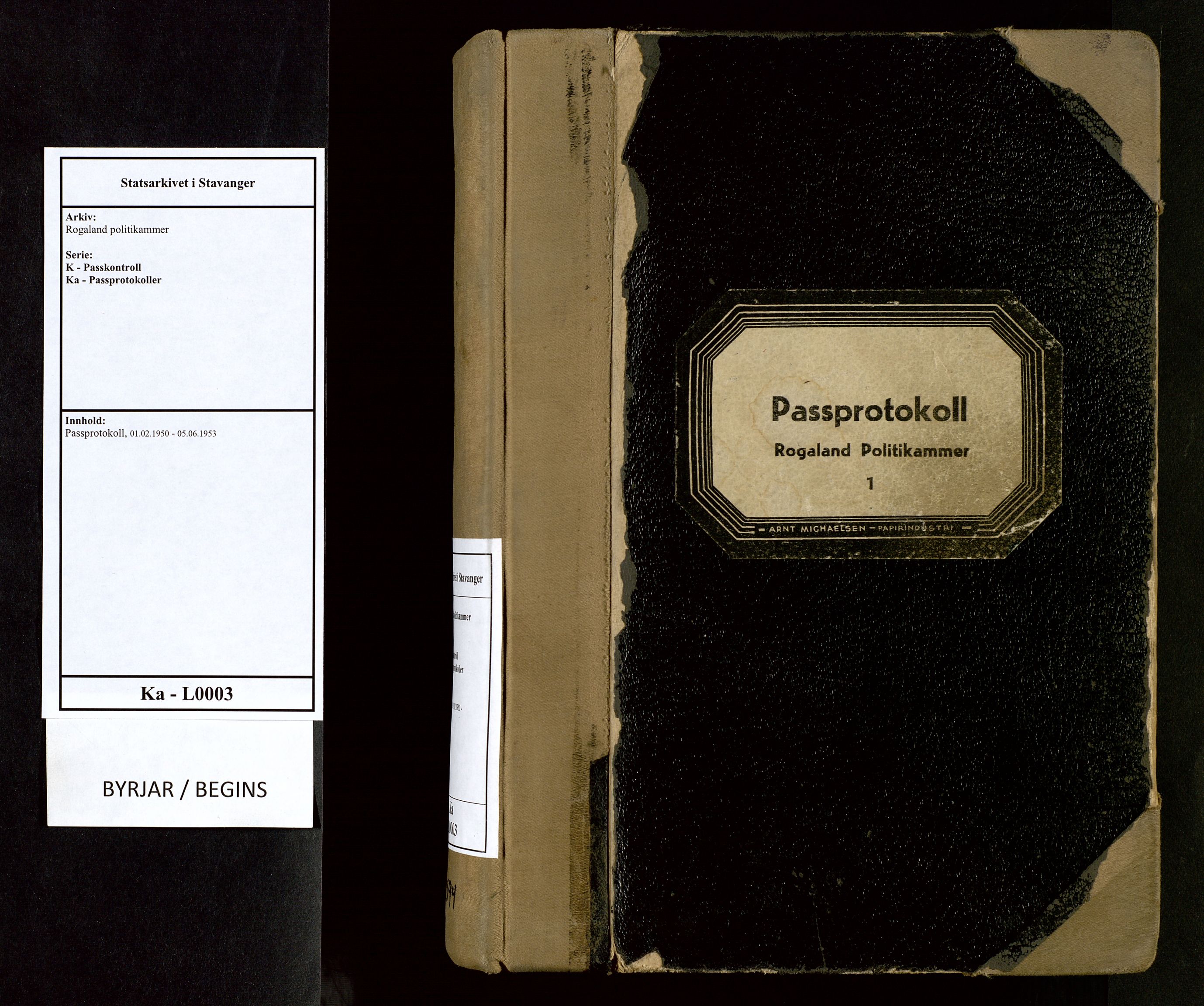 Rogaland politikammer, SAST/A-101403/K/Ka/L0003: Passprotokoll, 1950-1953