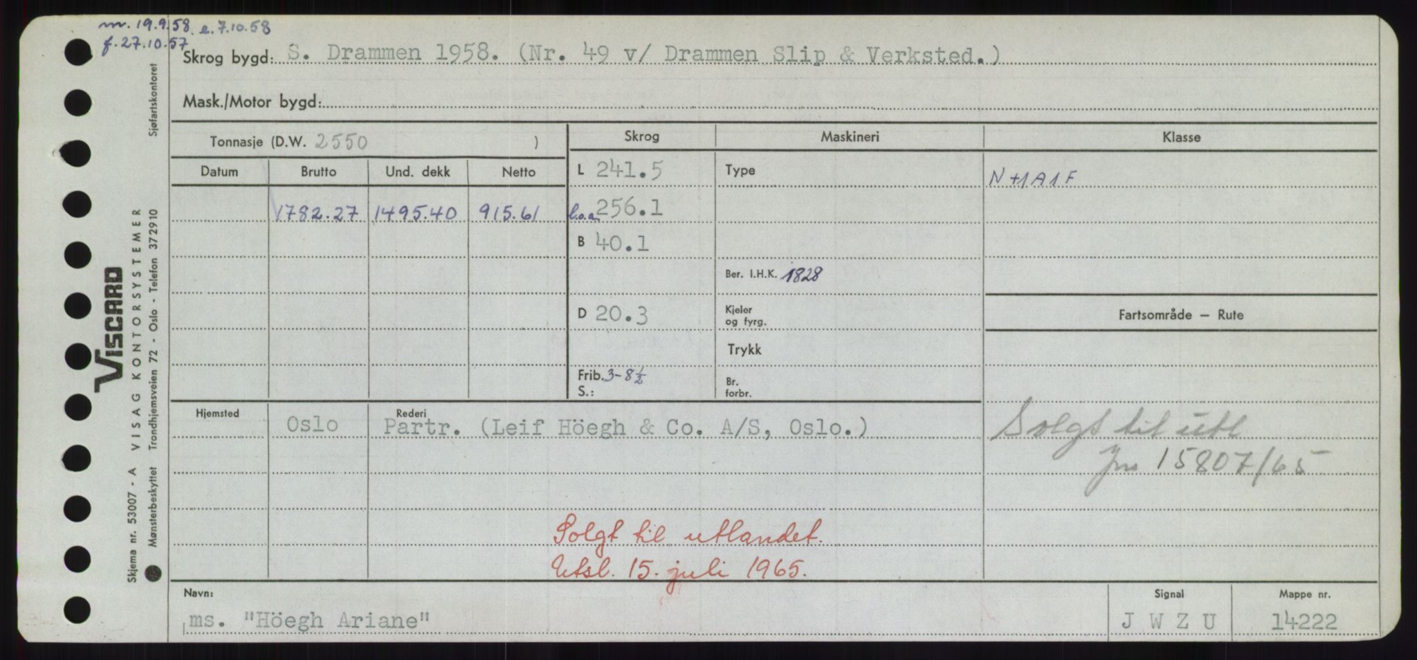 Sjøfartsdirektoratet med forløpere, Skipsmålingen, RA/S-1627/H/Hd/L0017: Fartøy, Holi-Hå, s. 247