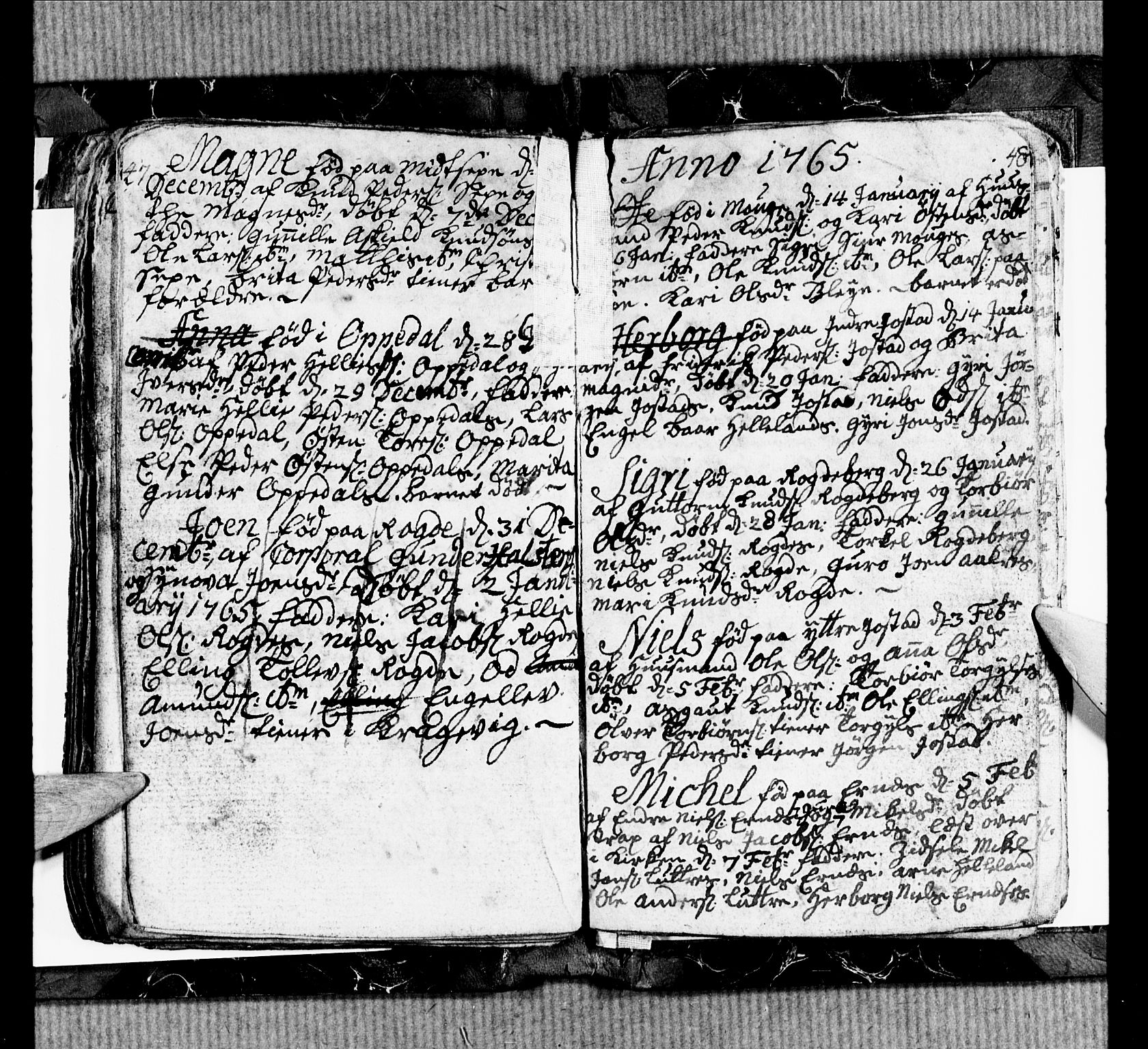 Ullensvang sokneprestembete, SAB/A-78701/H/Hab: Klokkerbok nr. B 1, 1764-1766, s. 47-48
