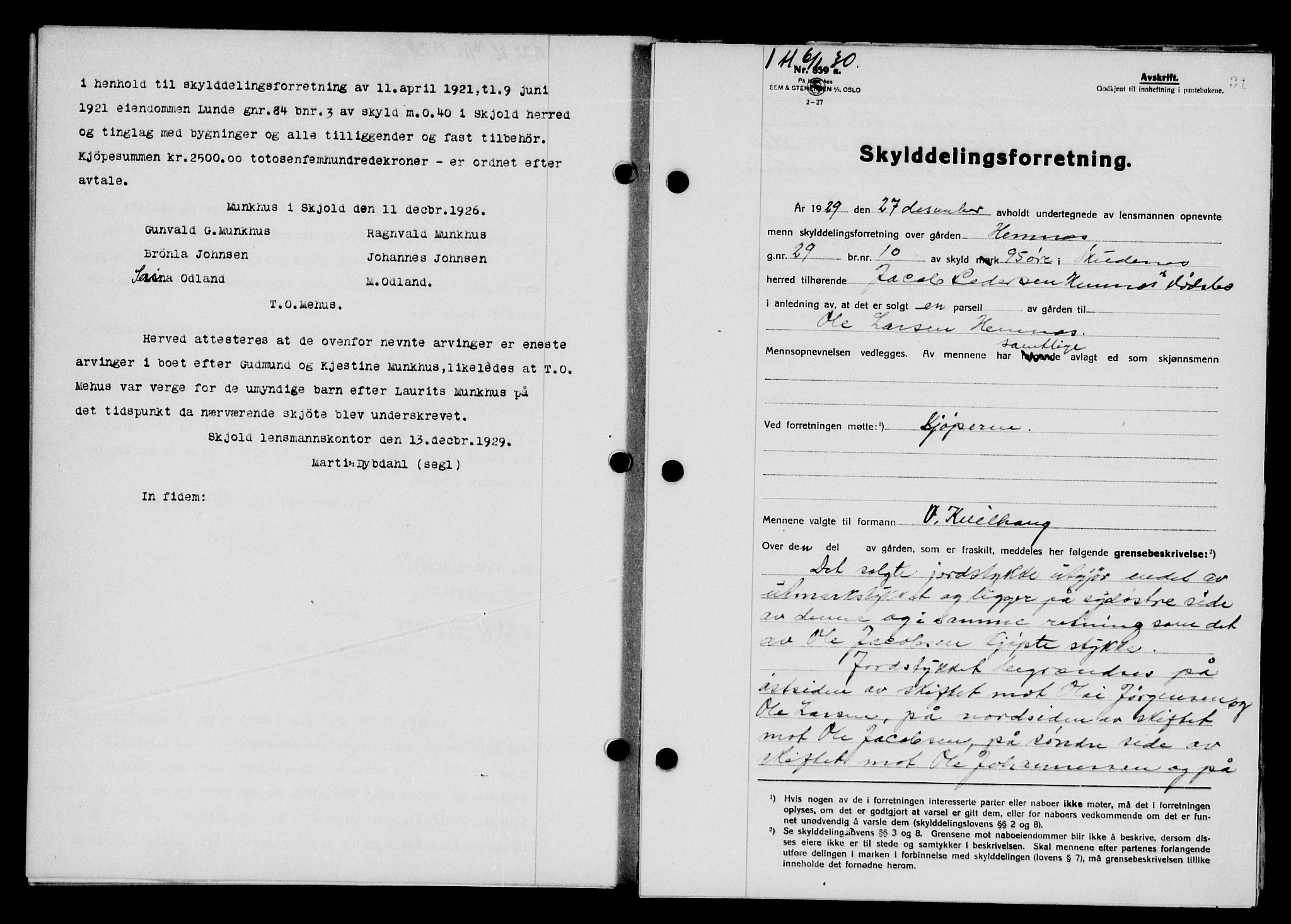 Karmsund sorenskriveri, SAST/A-100311/01/II/IIB/L0056: Pantebok nr. 37, 1929-1930, Tingl.dato: 06.01.1930