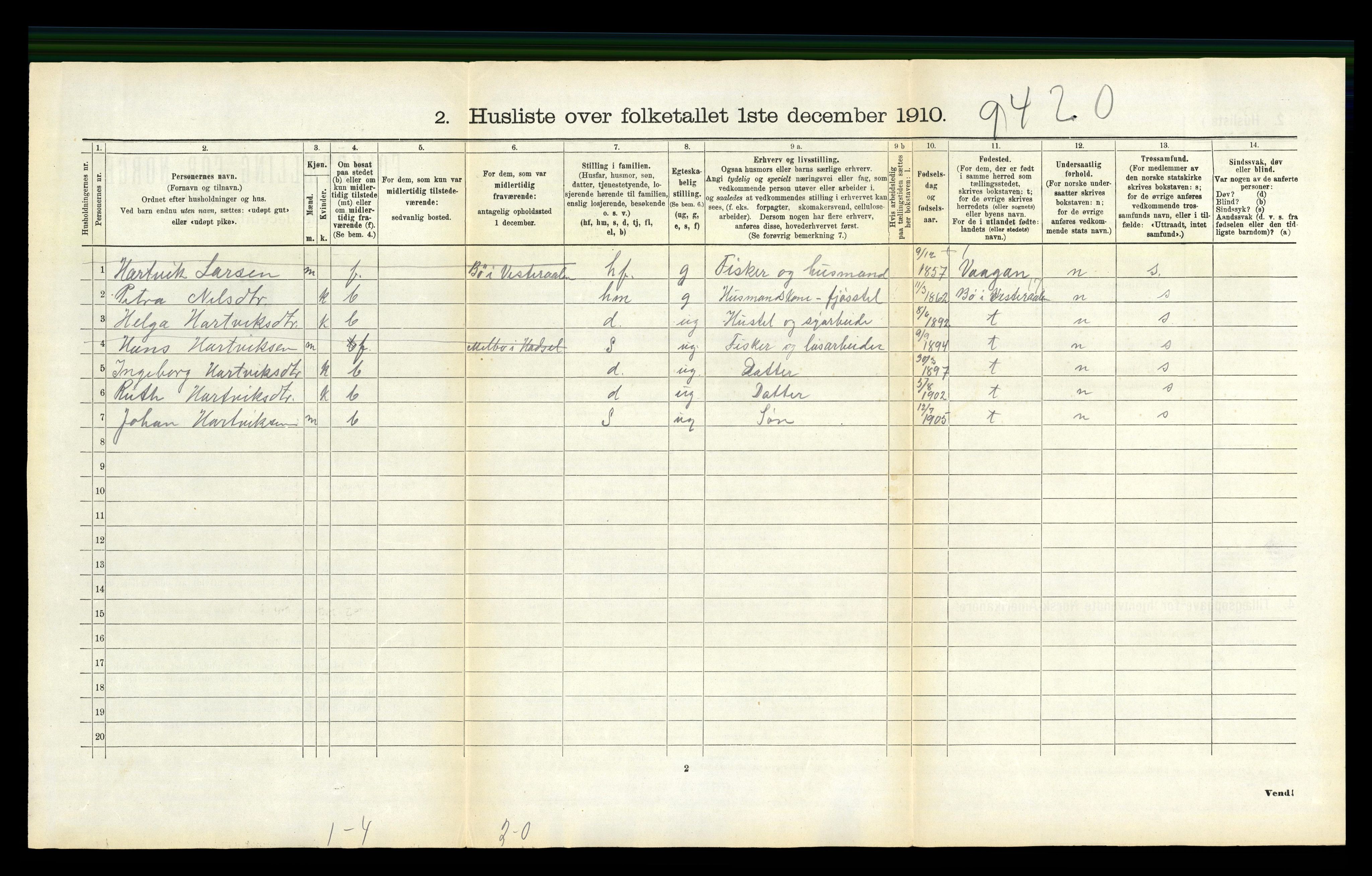 RA, Folketelling 1910 for 1866 Hadsel herred, 1910, s. 1654