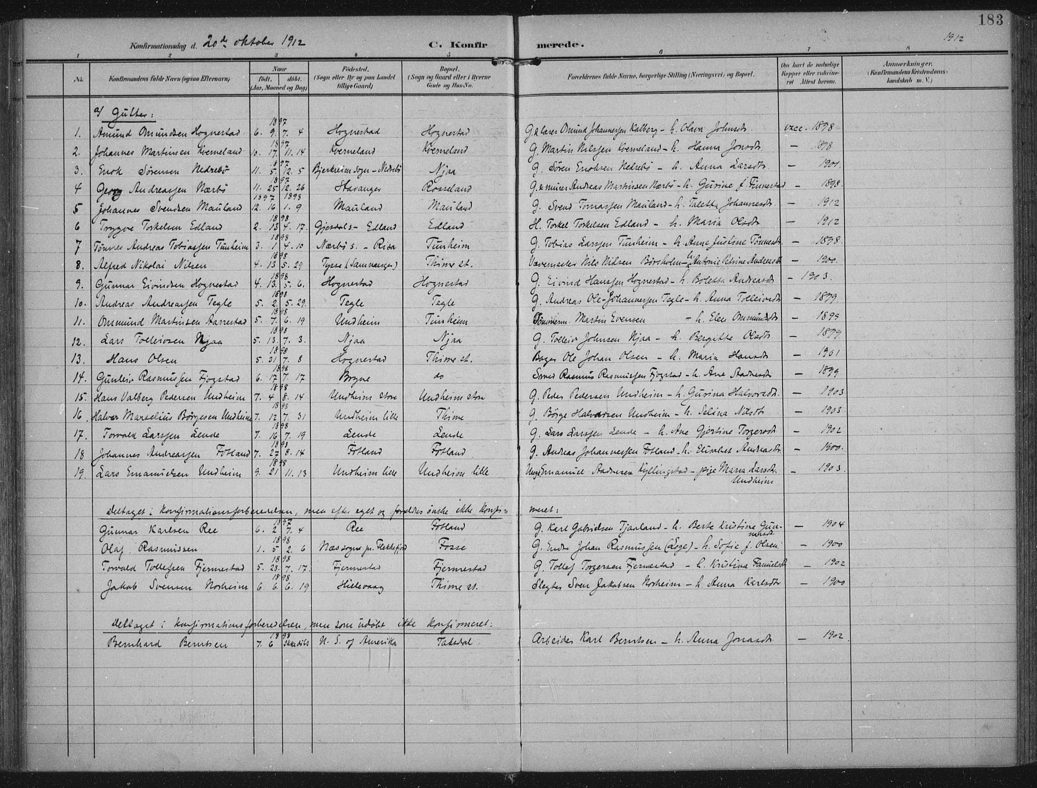 Lye sokneprestkontor, AV/SAST-A-101794/002/A/L0001: Ministerialbok nr. A 12, 1904-1920, s. 183