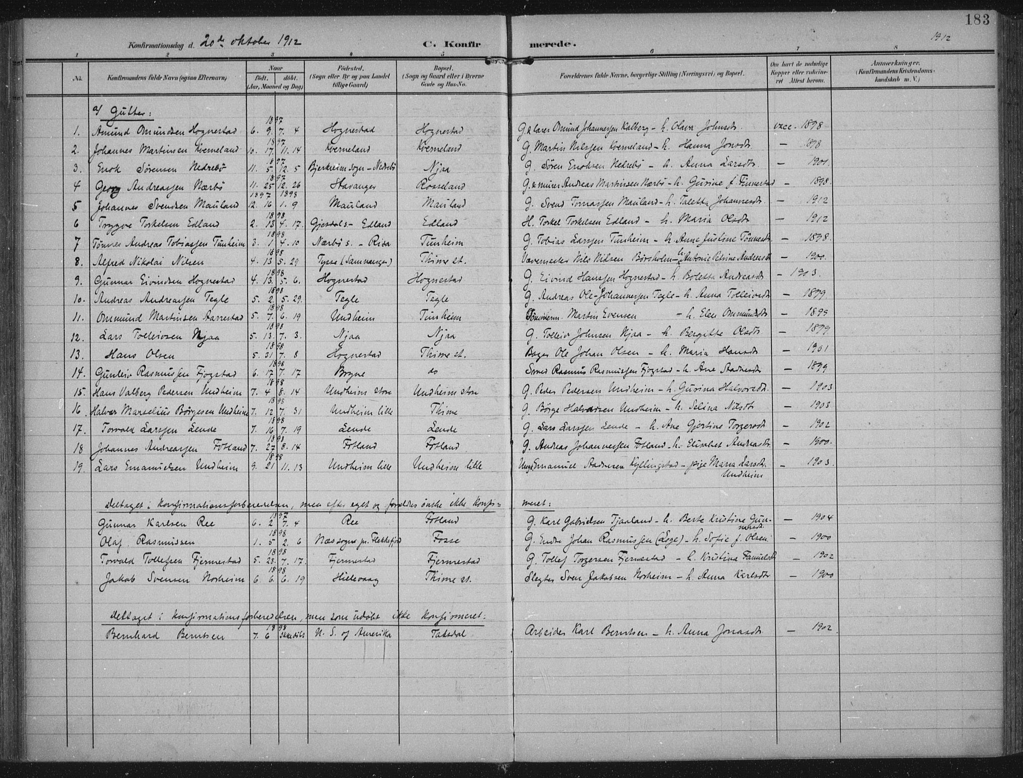 Lye sokneprestkontor, SAST/A-101794/002/A/L0001: Ministerialbok nr. A 12, 1904-1920, s. 183