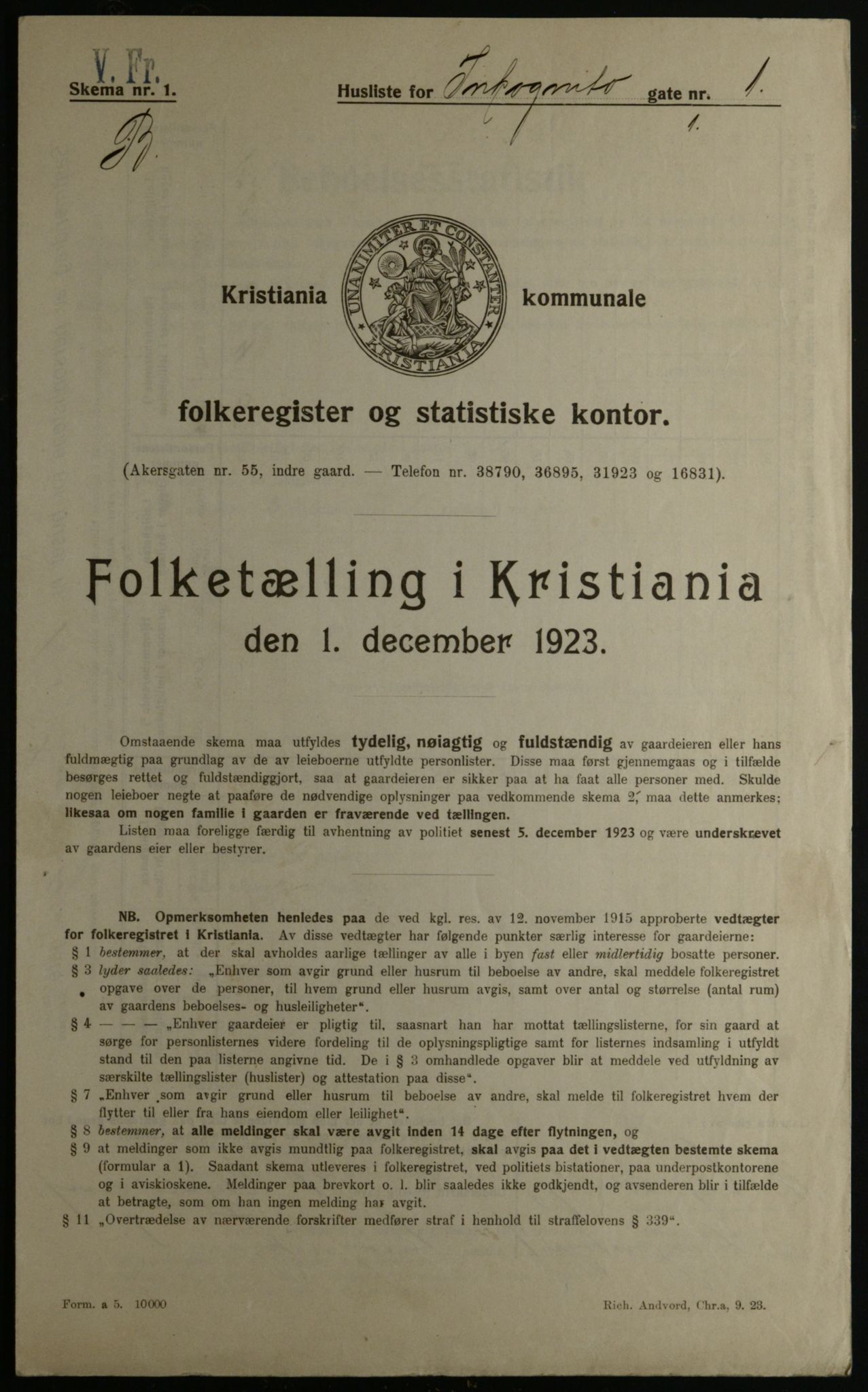 OBA, Kommunal folketelling 1.12.1923 for Kristiania, 1923, s. 49151